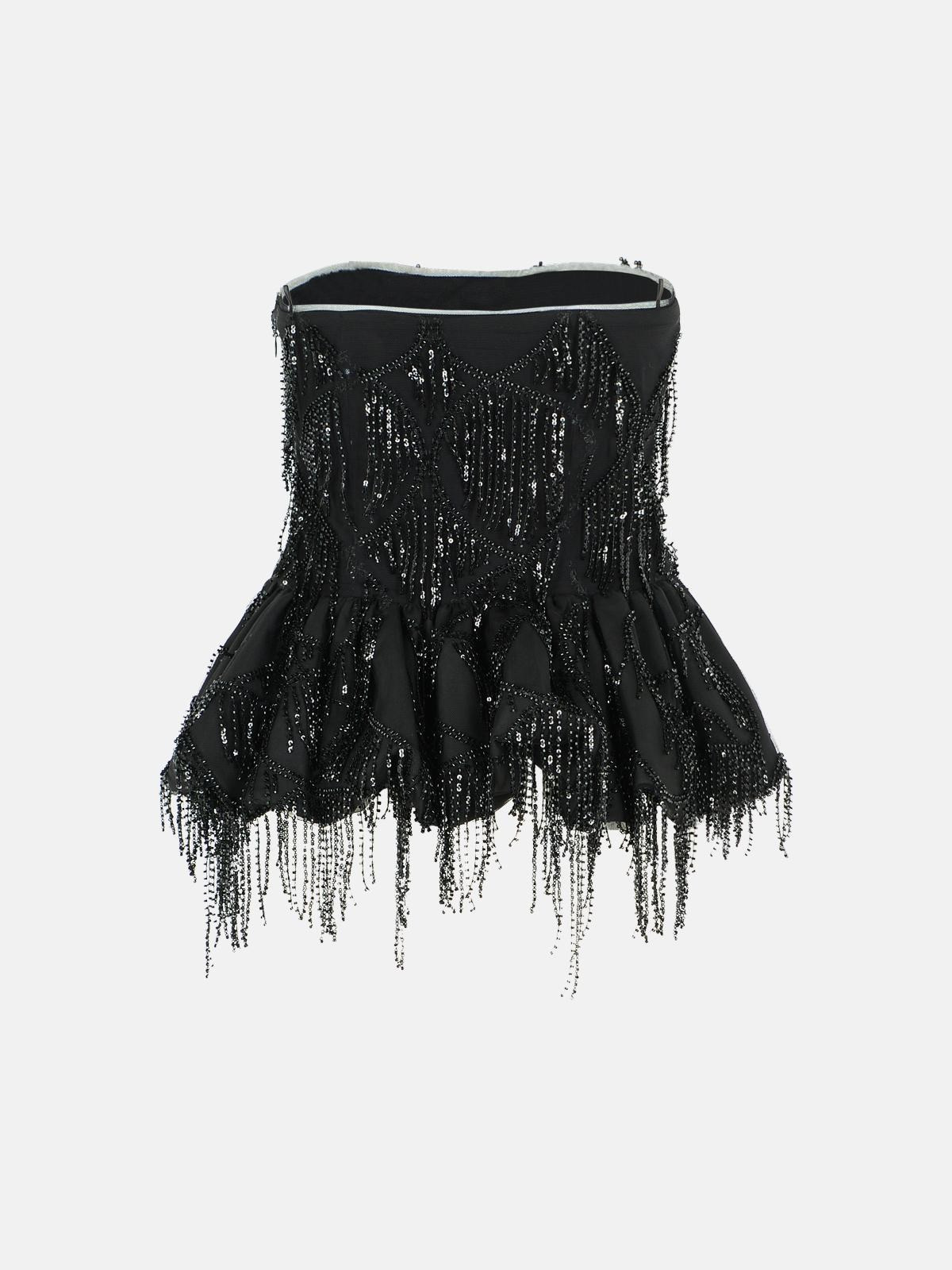 'DORLA' BLACK POLYESTER TOP - 3