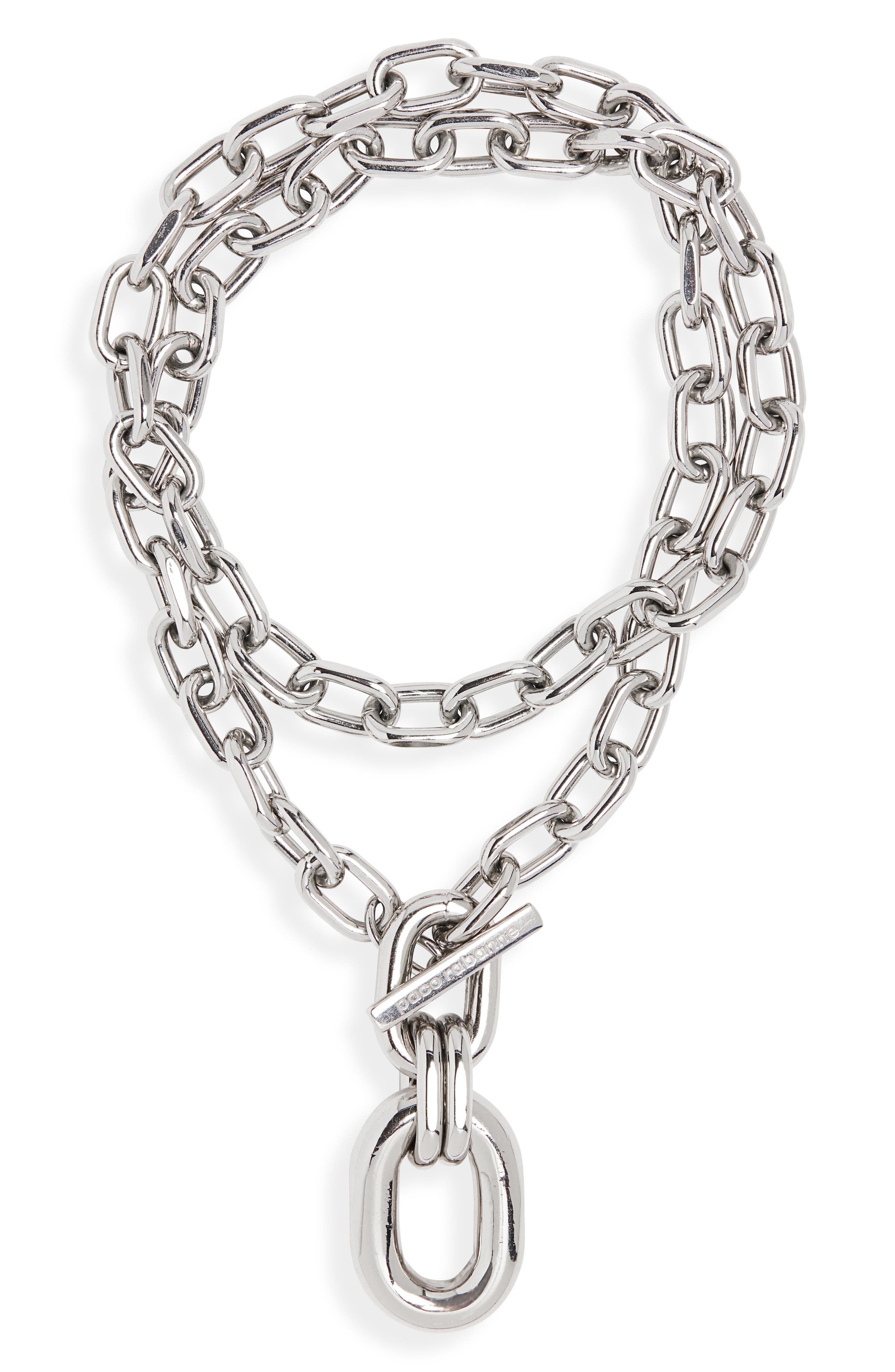 Rabanne XL Chunky Link Pendant Necklace in P040 Silver at Nordstrom - 4