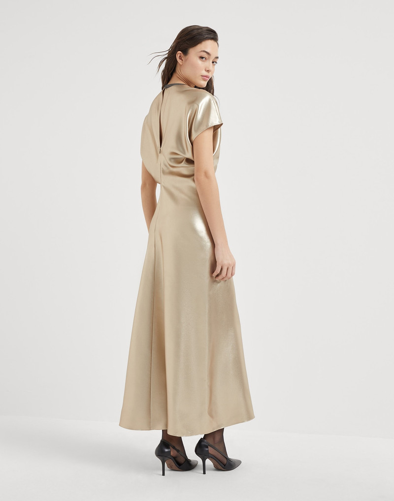 Brunello Cucinelli Lamé silk twill dress with precious detail outlook
