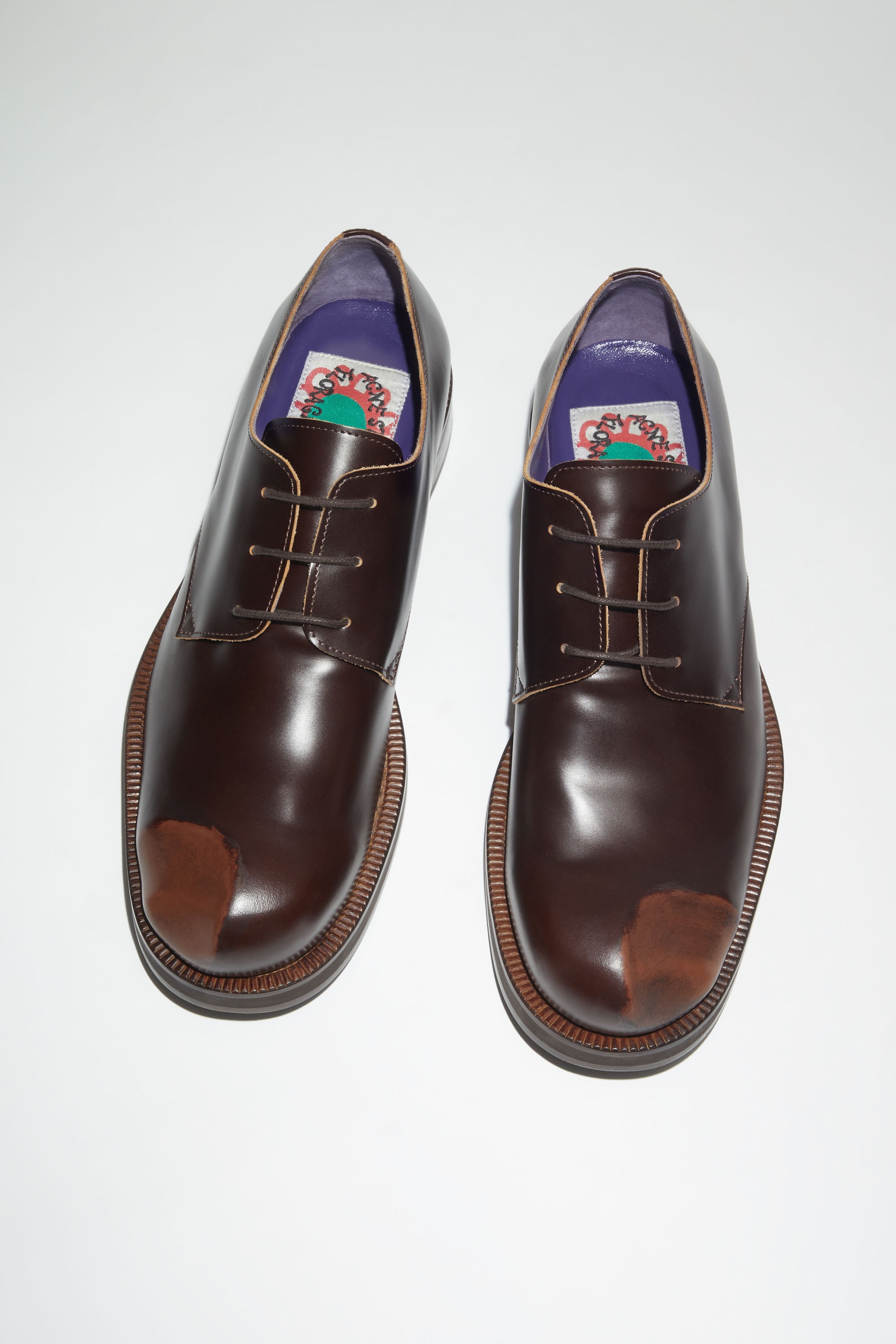 Leather derby shoes - Cognac brown/brown - 3