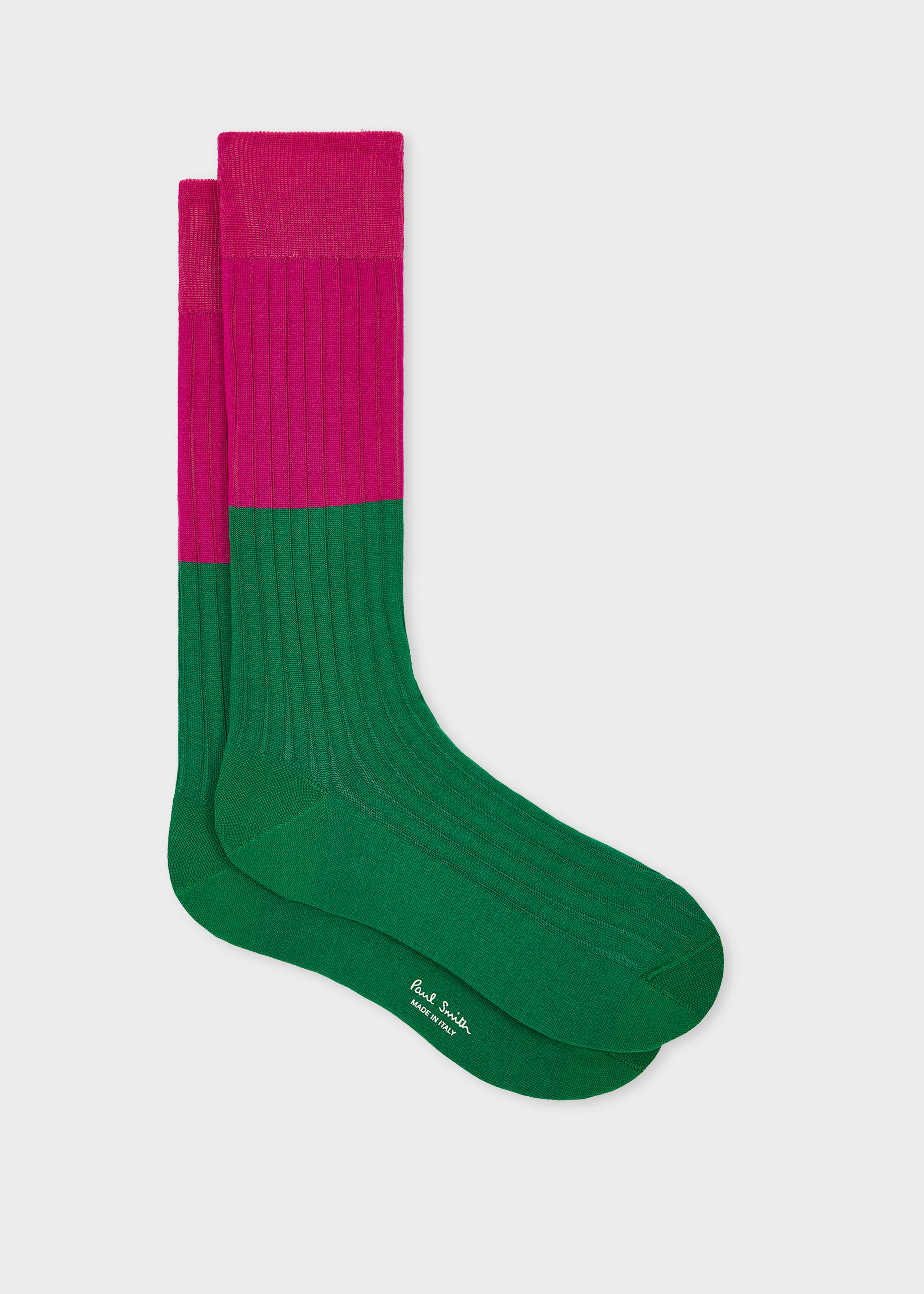 Pink Ribbed Colour Block Socks - 1