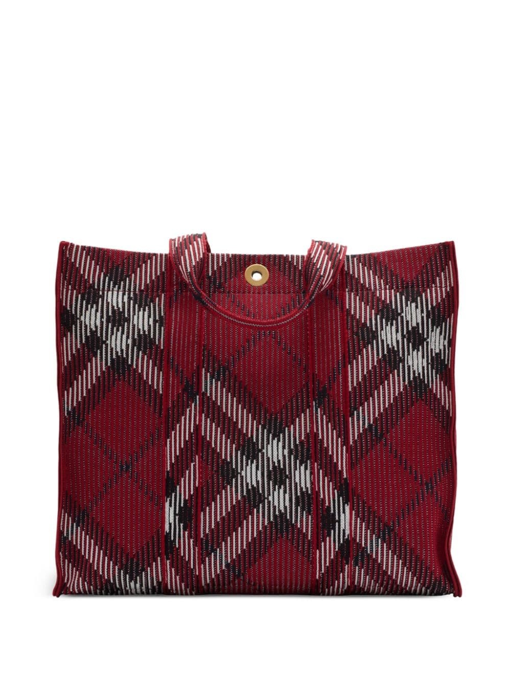 medium Check knitted tote bag - 4