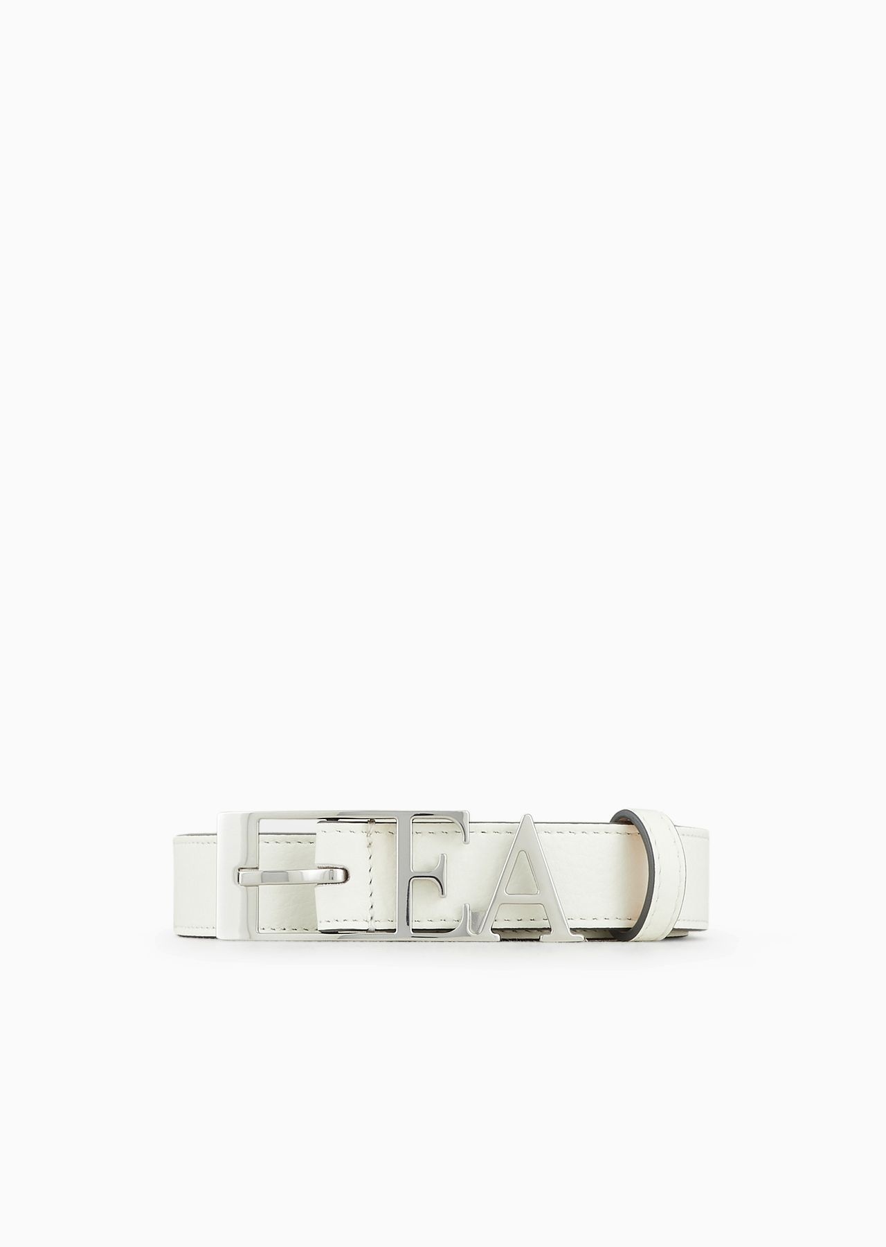 Deer-print leather belt with contoured EA buckle - 1