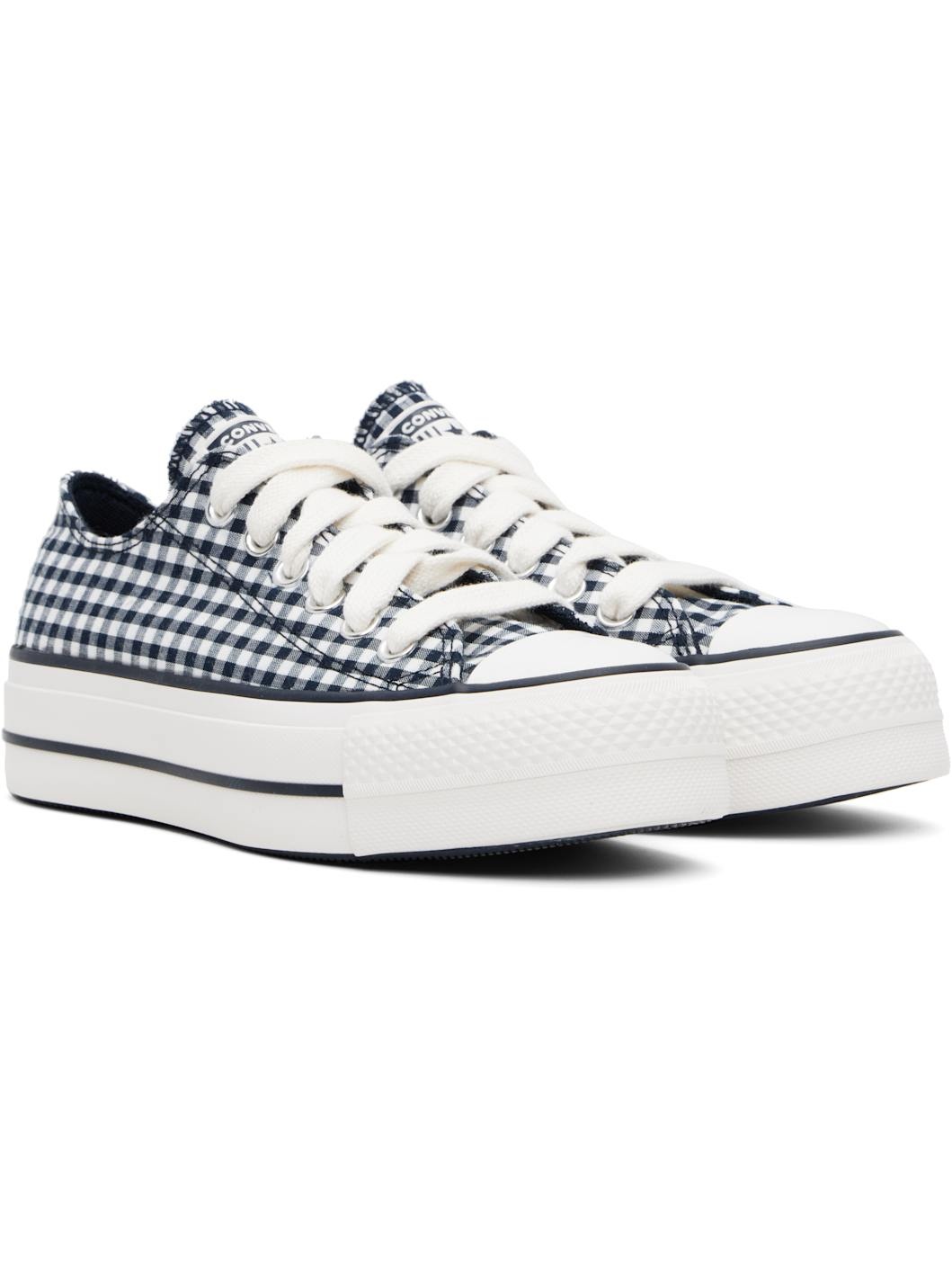 Navy & White Chuck Taylor All Star Gingham Sneakers - 4