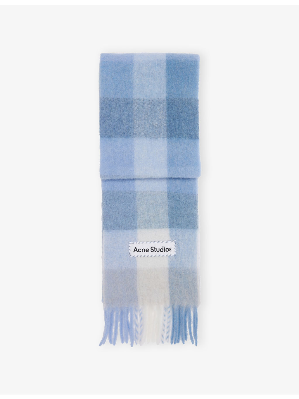 Checked Fringed Knitted Scarf - 1