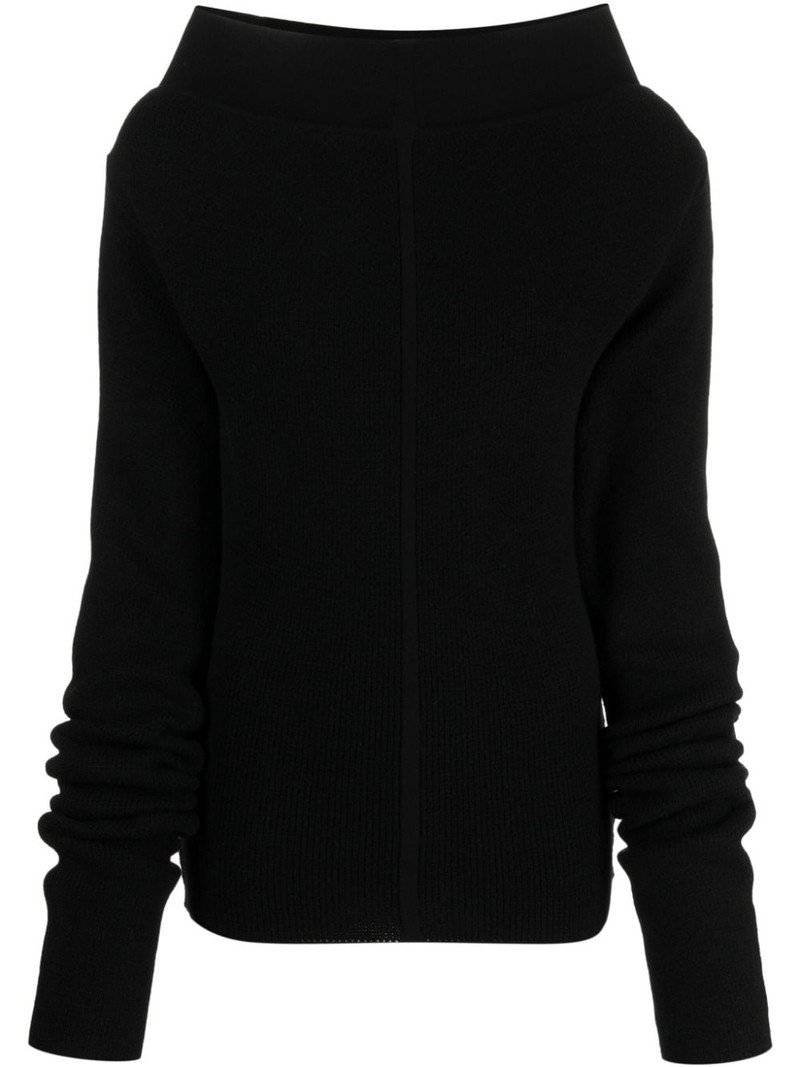 vertical-seamed ribbed-knit jumper 1