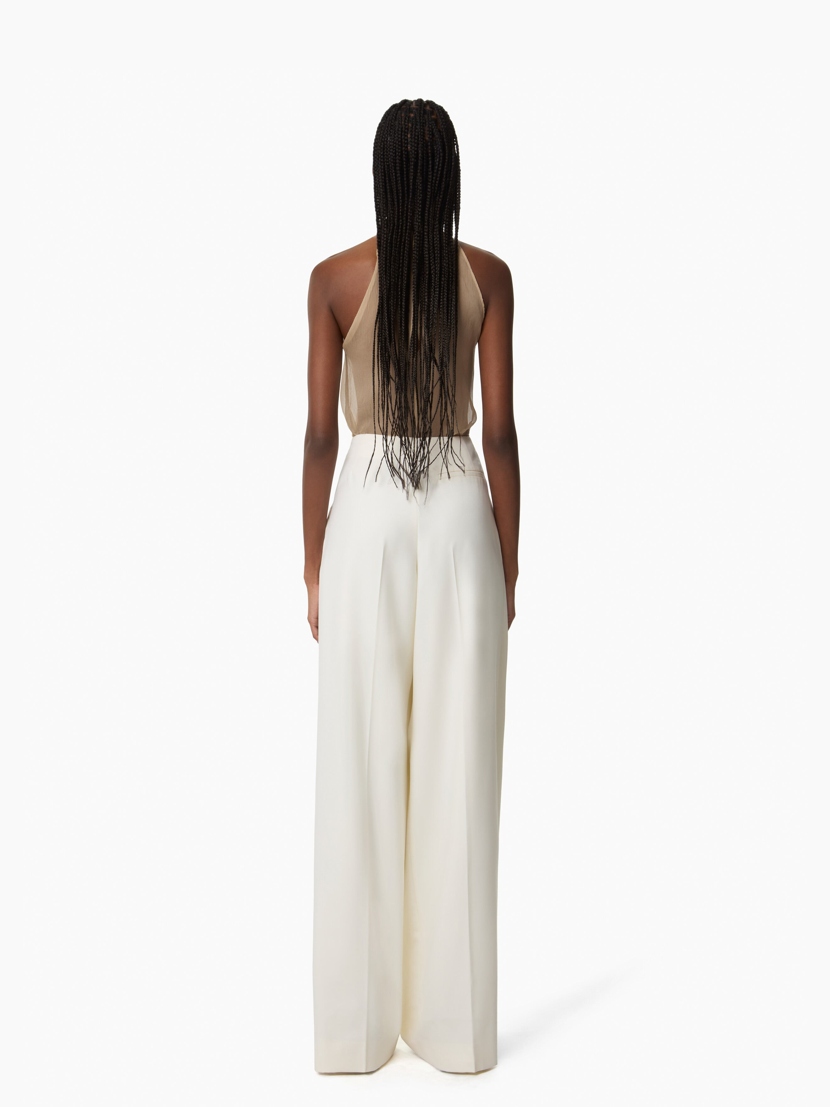 White Large Draped Pants - 4
