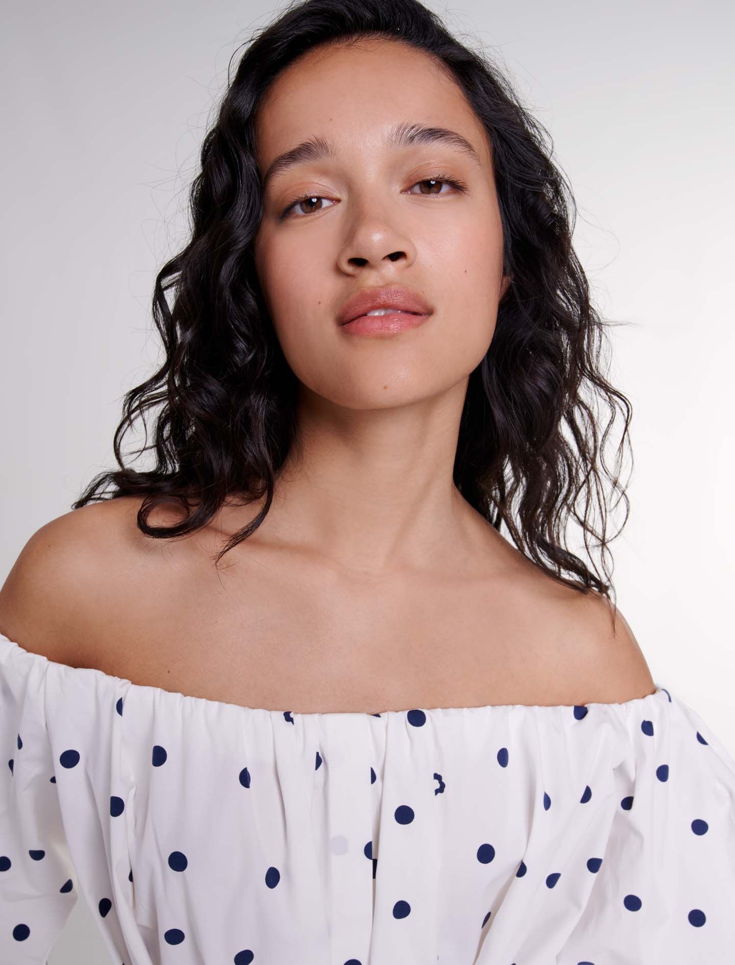 Shirt dress with bardot neckline - 7