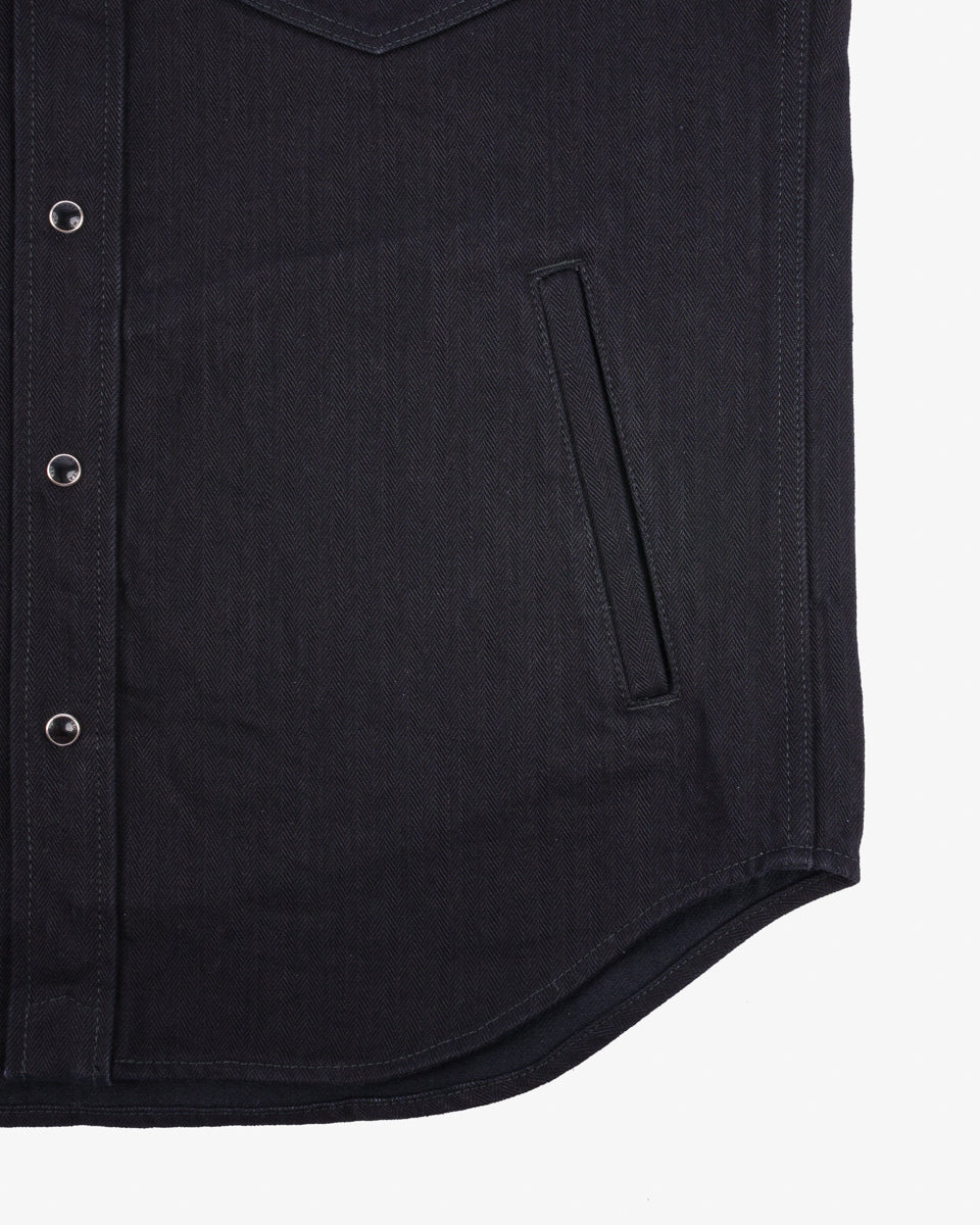 IHSH-410-BLK 14oz Herringbone CPO Western Shirt - Black - 9