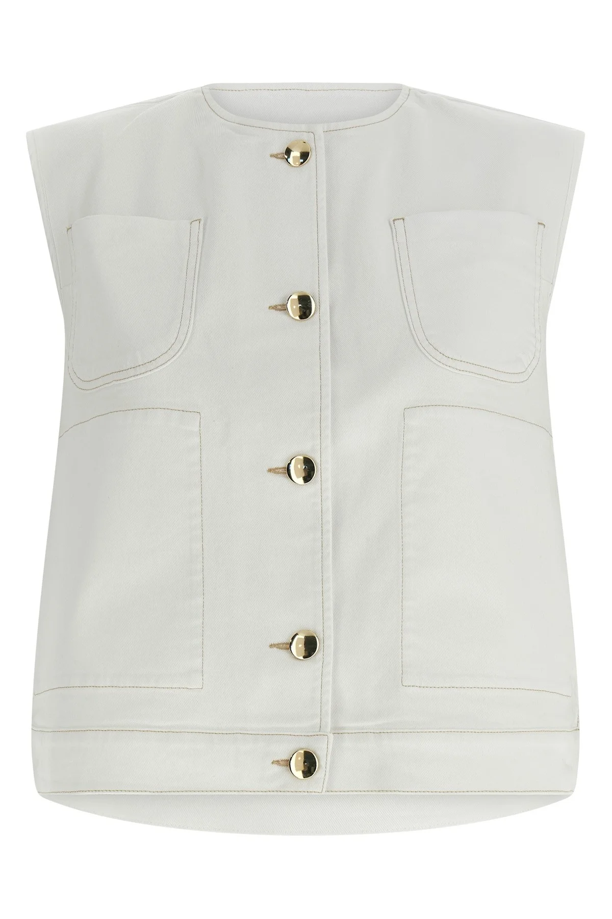 Denim And Knit Vest - 1