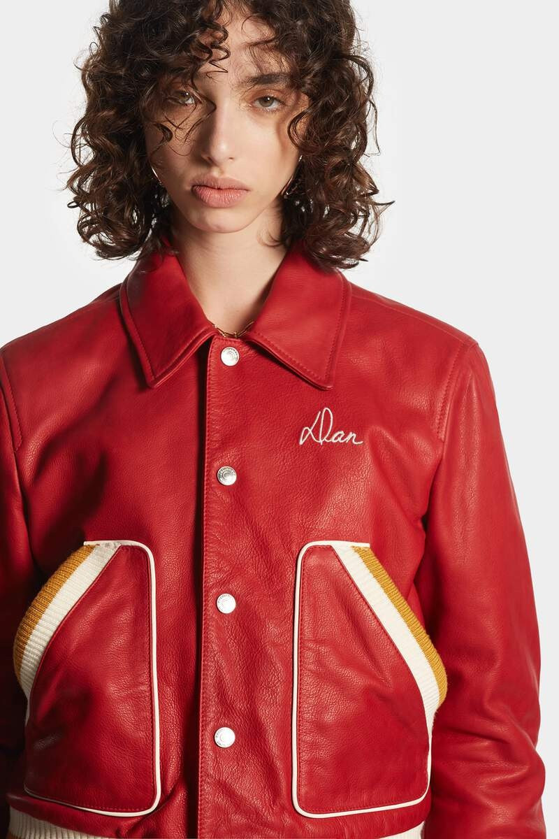 SIGNATURE VARSITY LEATHER BOMBER 6
