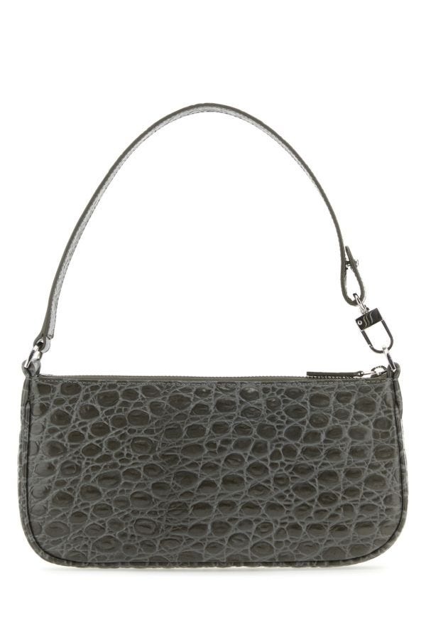 Dove grey leather shoulder bag - 3