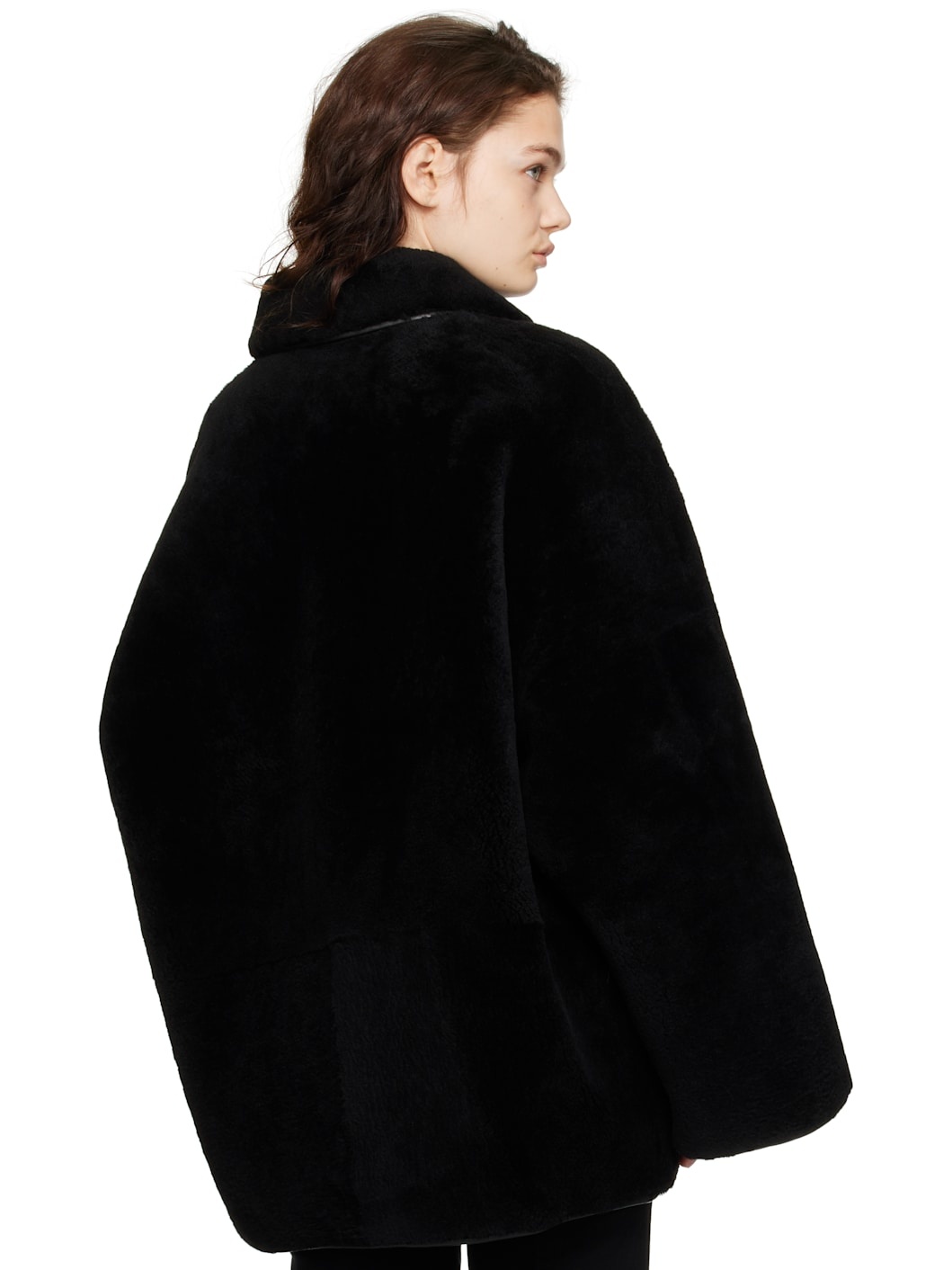 Black Teddy Overshirt Shearling Jacket - 3