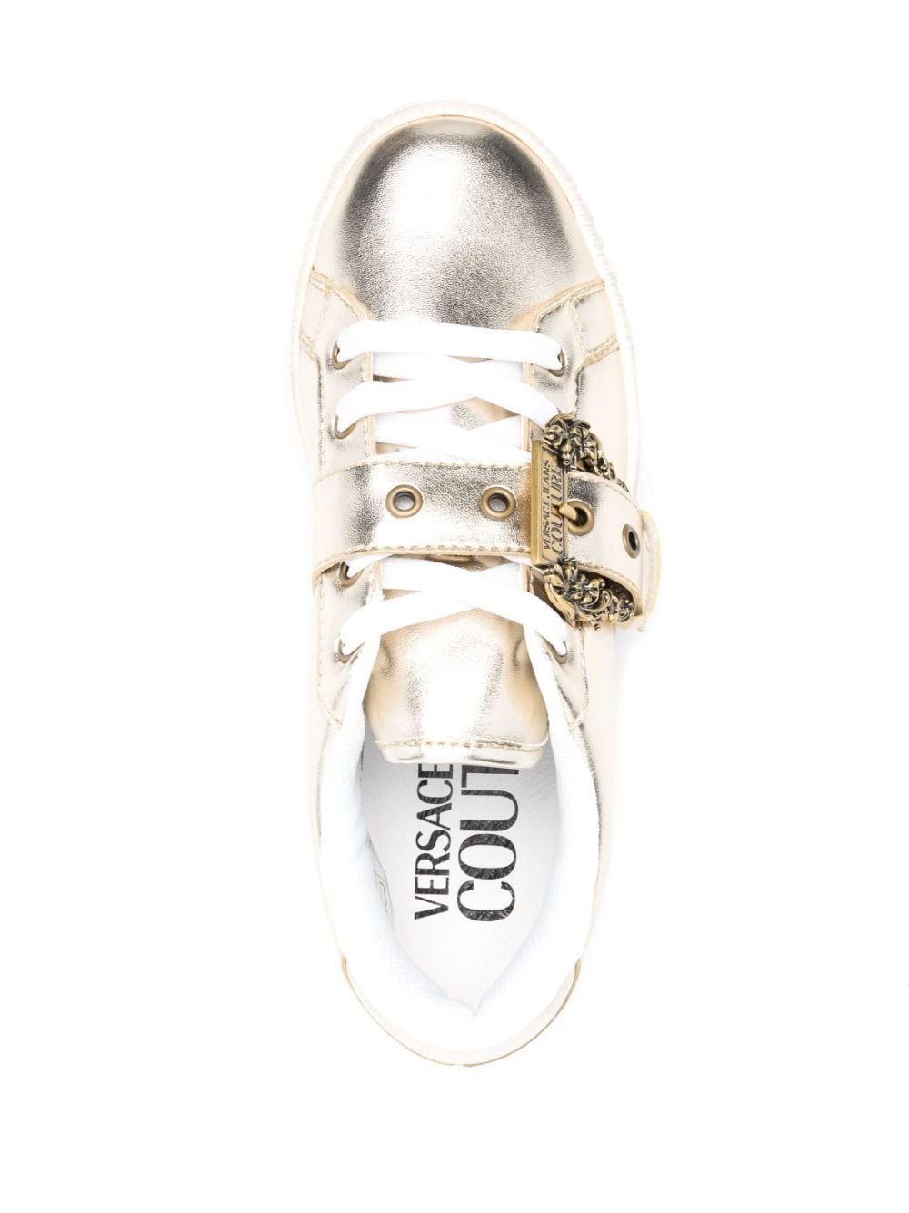 logo-buckle leather sneakers - 4