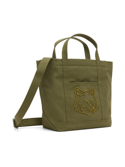 Maison Kitsuné Khaki Fox Head Small Tote outlook