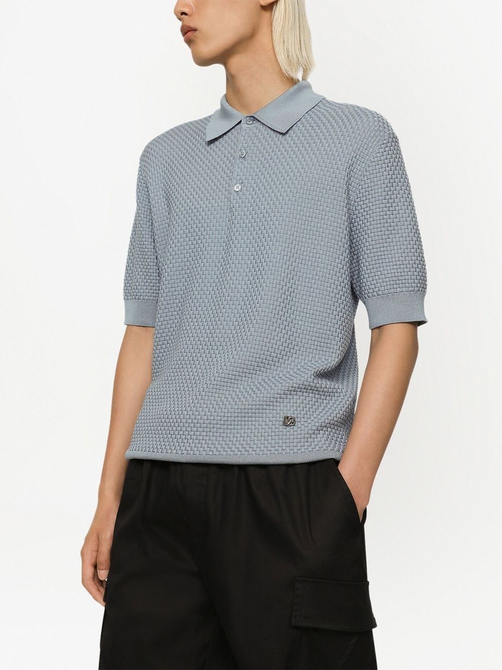 waffle-knit short-sleeved polo shirt - 5