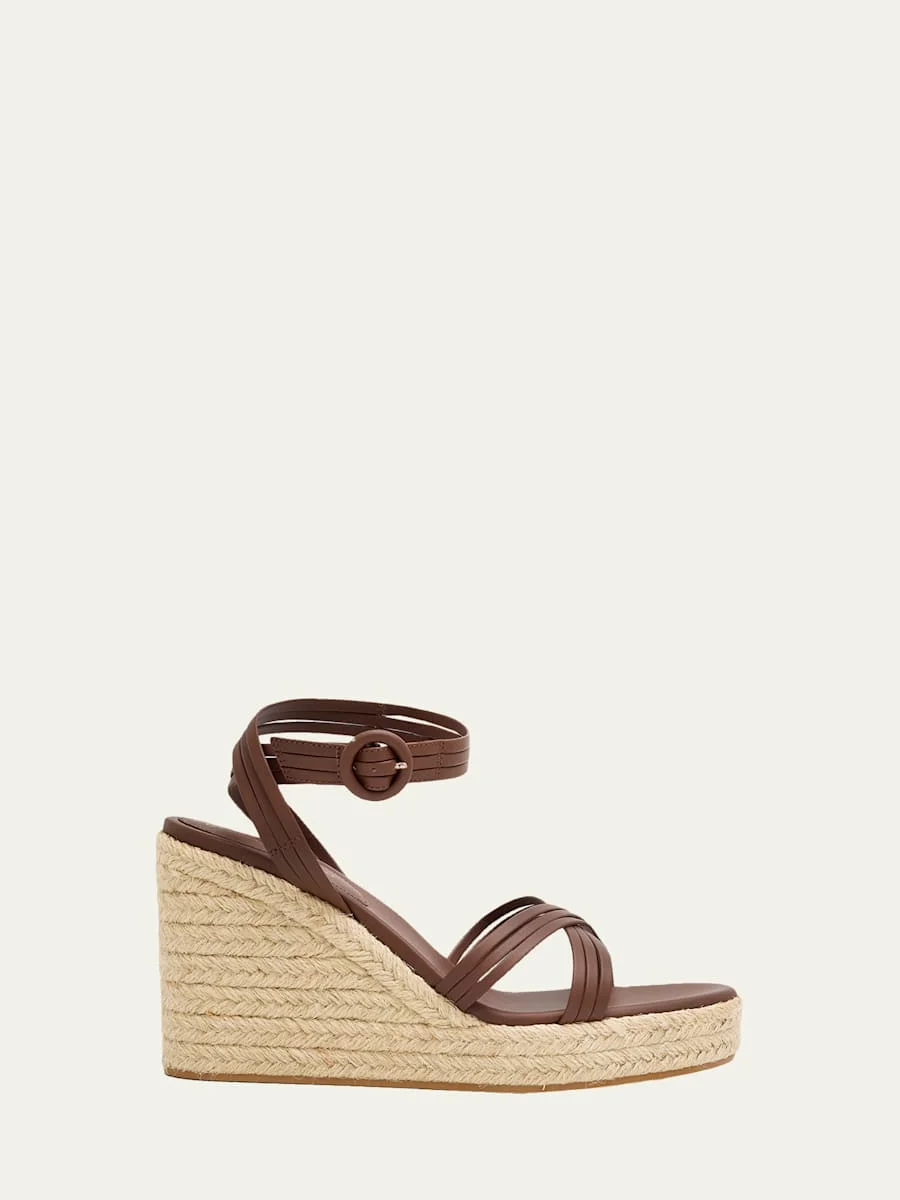 70mm Strappy Leather Espadrille Platform Sandals - 1