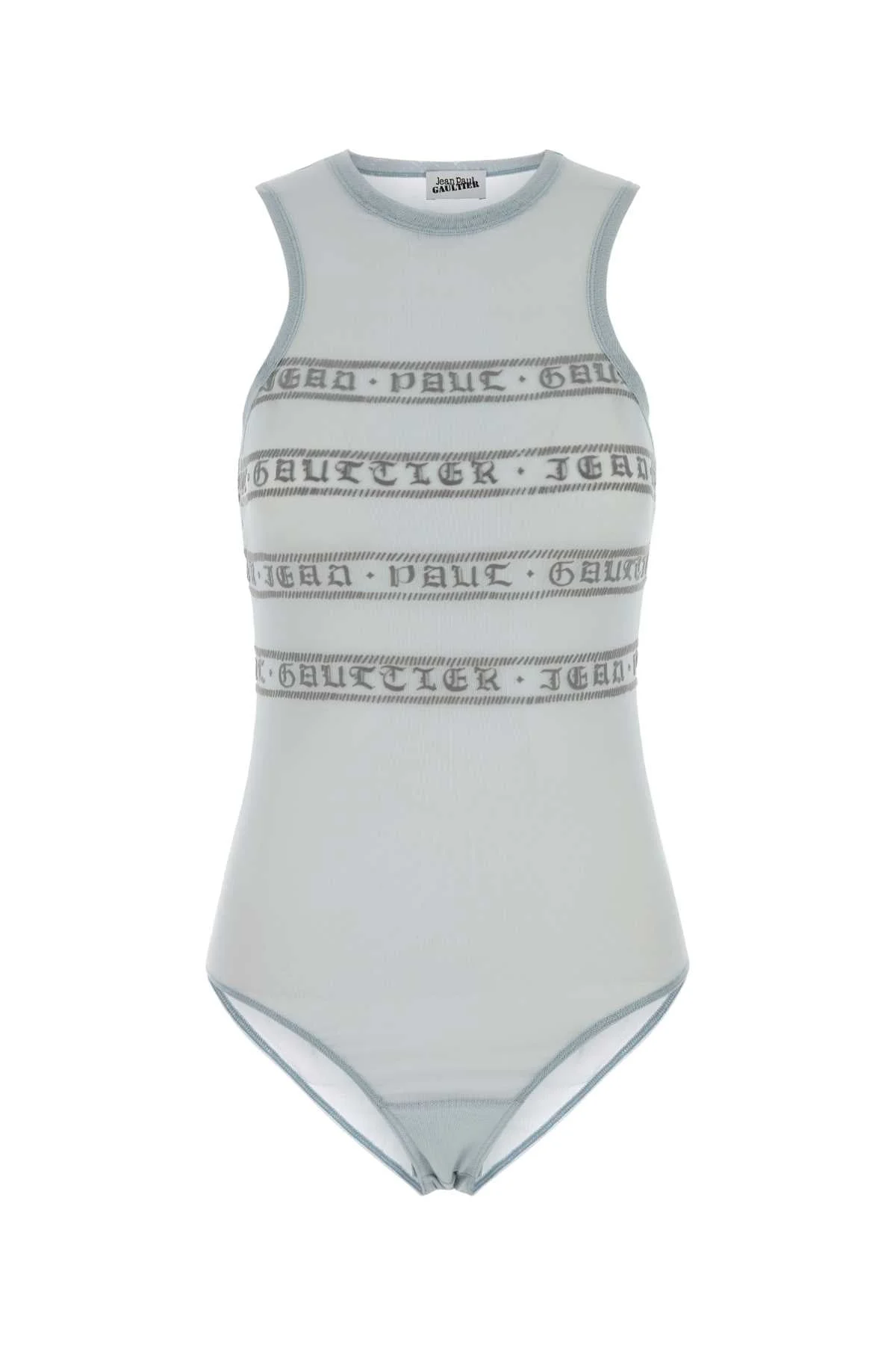 Jean Paul Gaultier Women Pastel Light Blue Stretch Mesh Bodysuit - 1