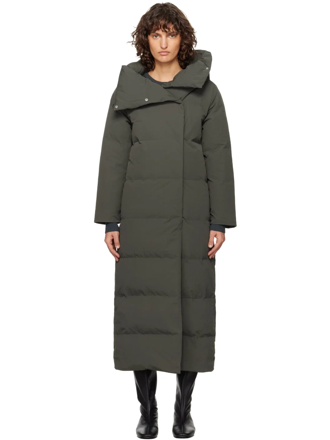 Khaki Long Pruit Down Coat - 1