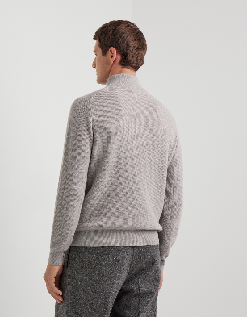 WOOL AND CASHMERE MOCK NECK SWEATER WITH ZIPPER AND LAMBSKIN DETAILS 4