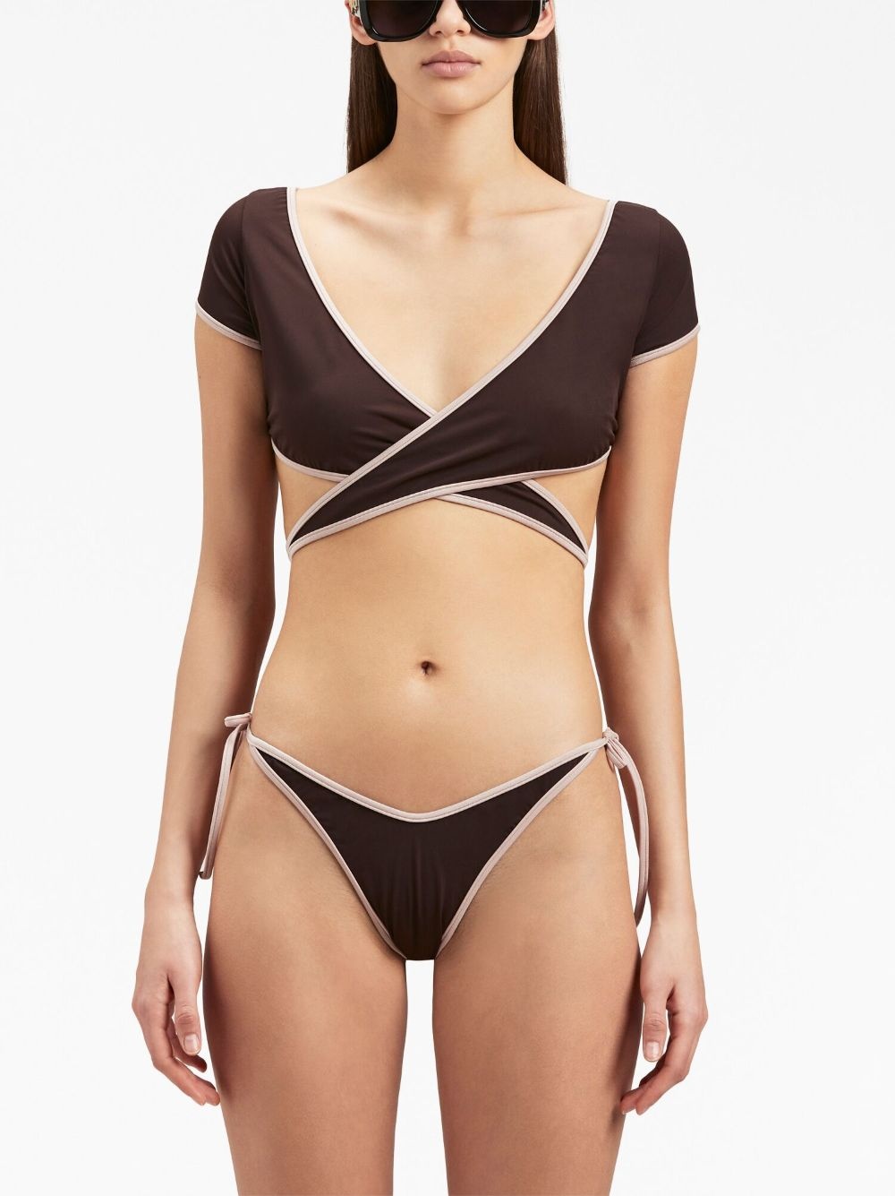 cap-sleeve wrap bikini top - 3
