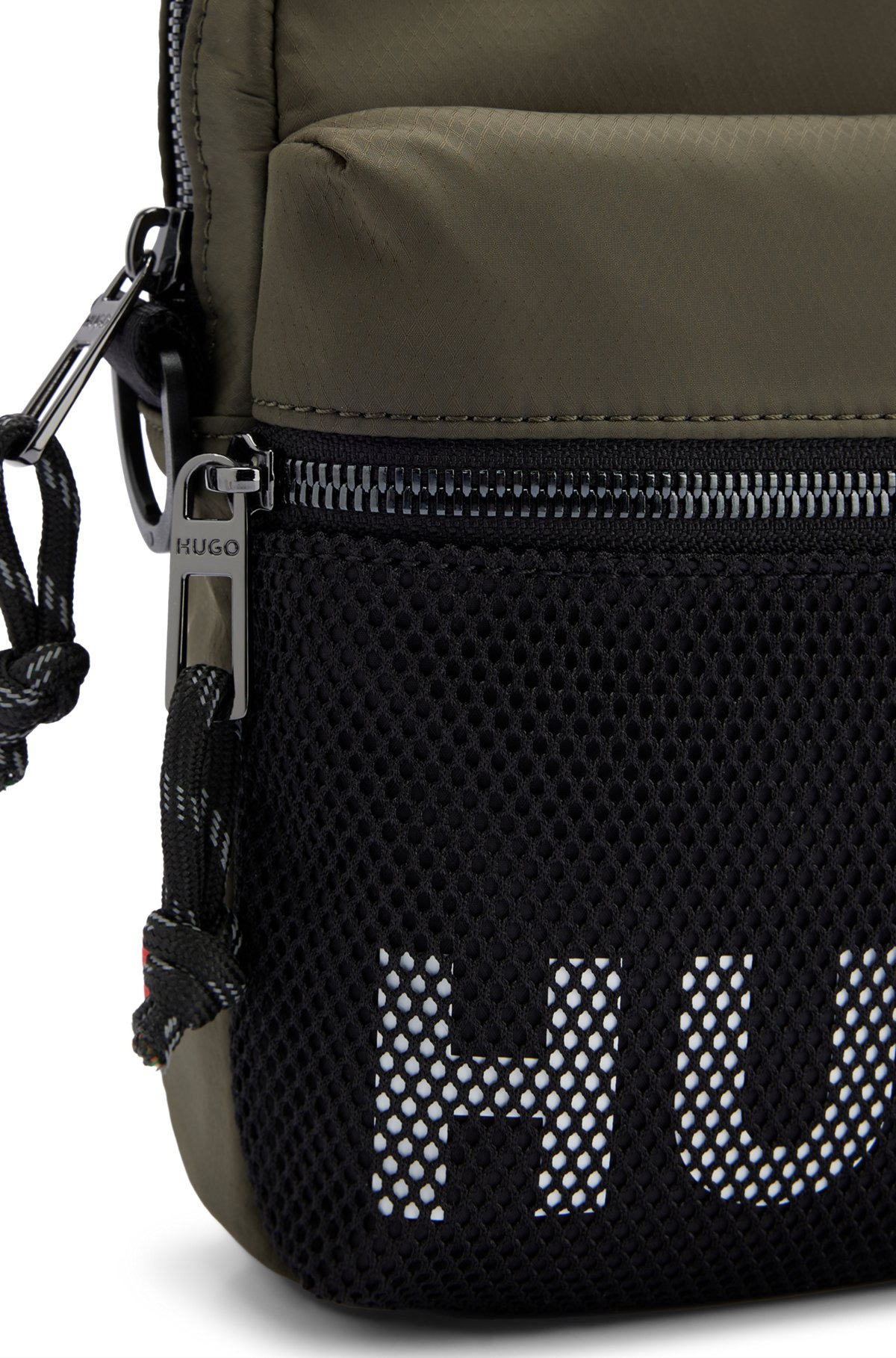 REPORTER BAG WITH CONTRAST LOGO AND MESH OVERLAY - 7