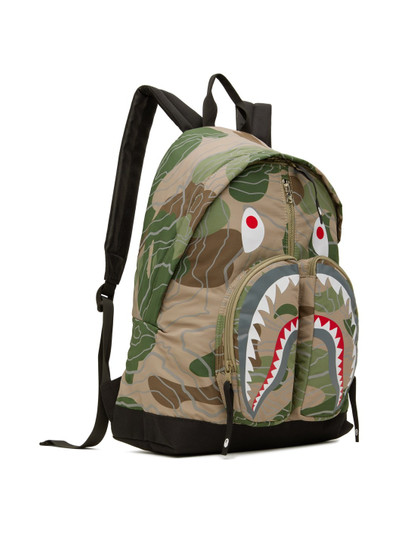 A BATHING APE® Green Layered Line Camo Shark Backpack outlook