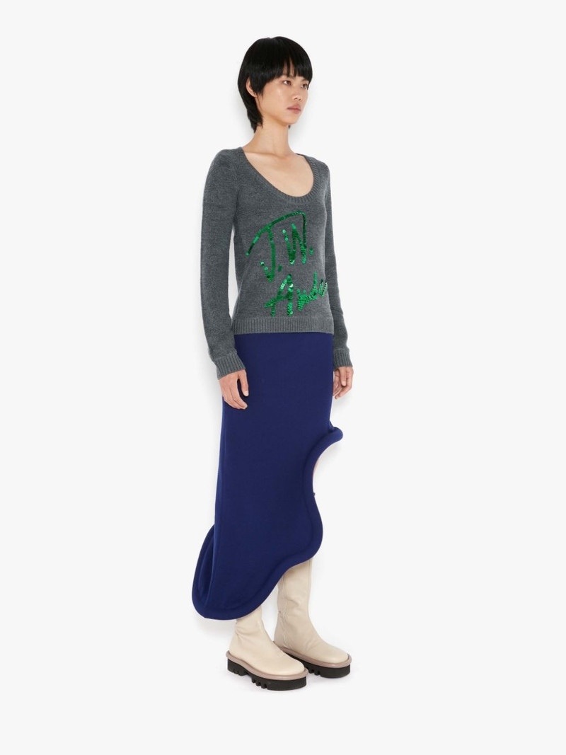 SCOOP NECK SEQUINS LOGO JUMPER 3