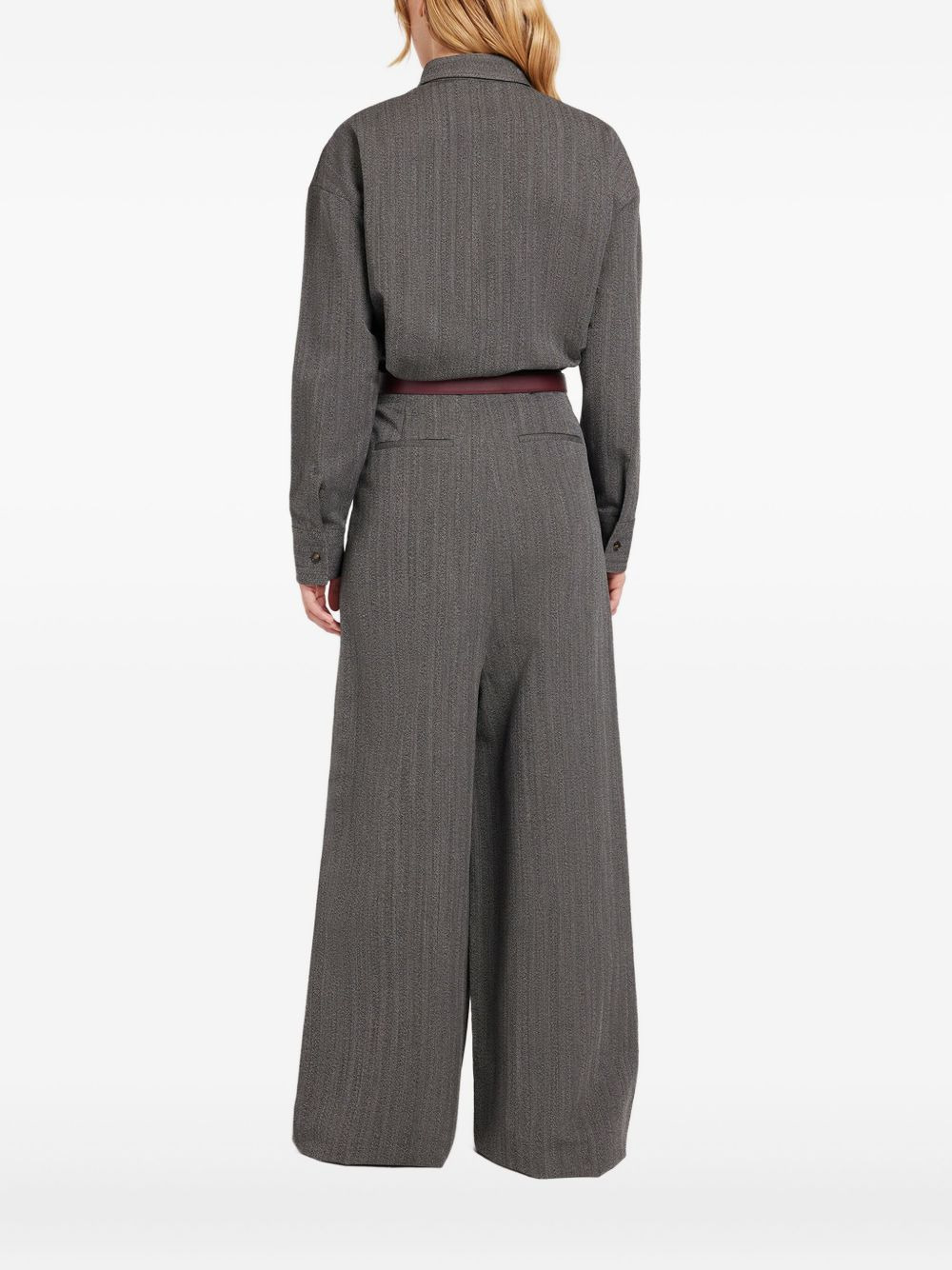pleated herringbone trousers - 3