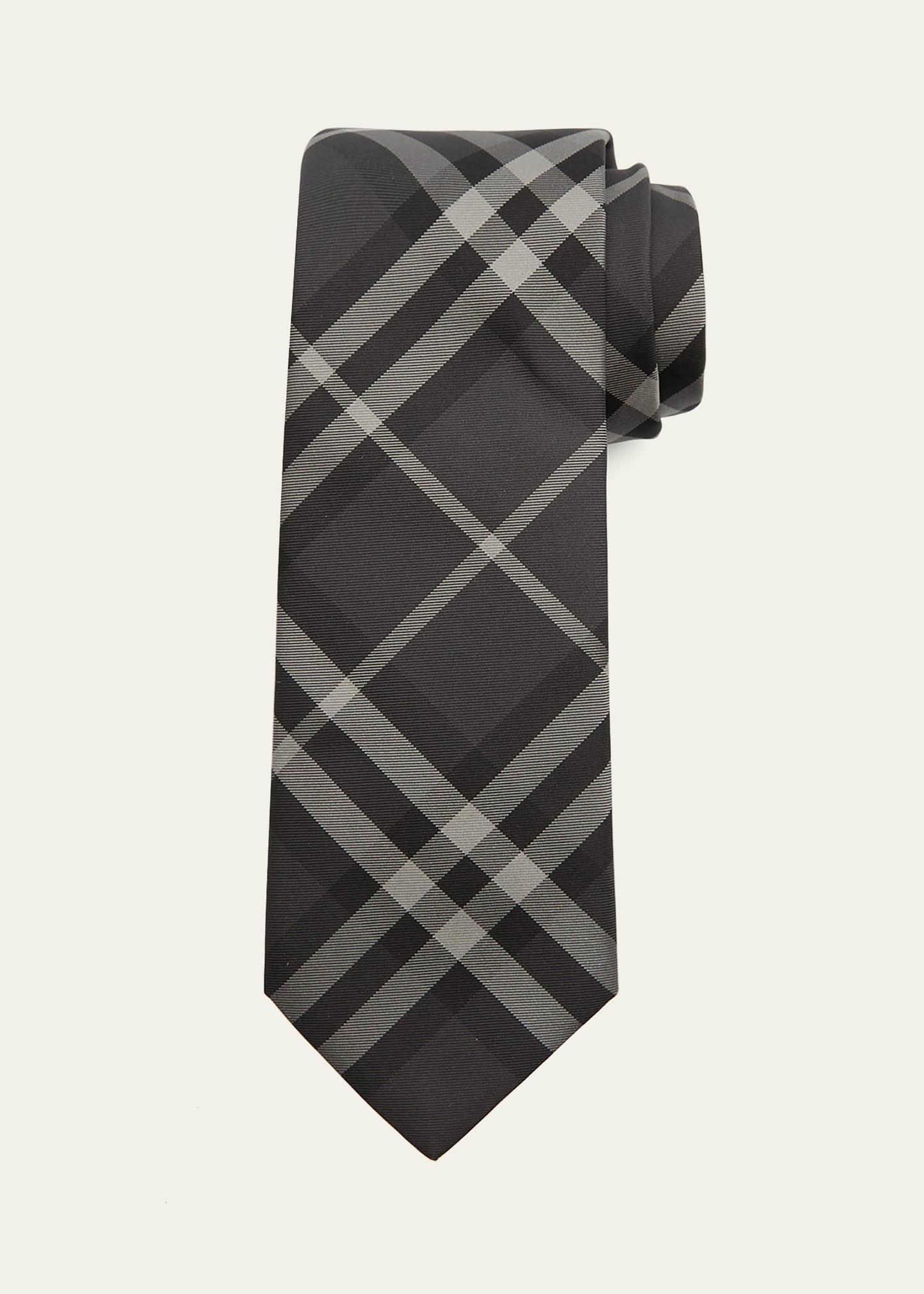 Men's Manston Charcoal Check Tie - 1