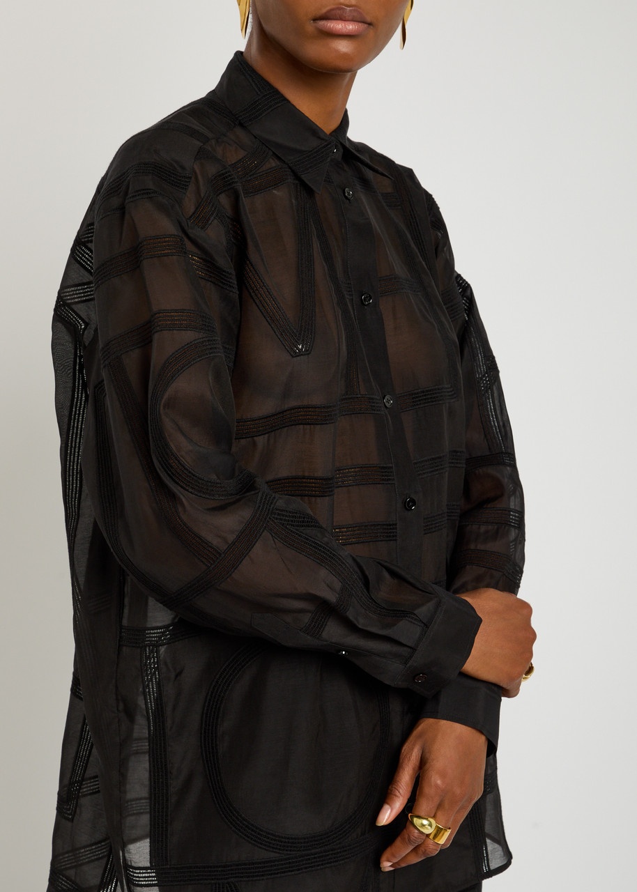 Toteme Logo Semi-sheer Cotton-blend Pyjama Shirt - 5