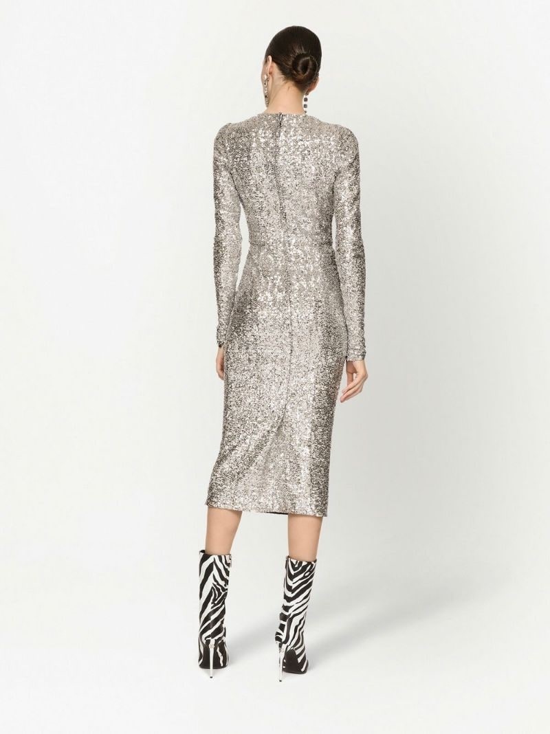 sequin-embellished long-sleeve dress - 4