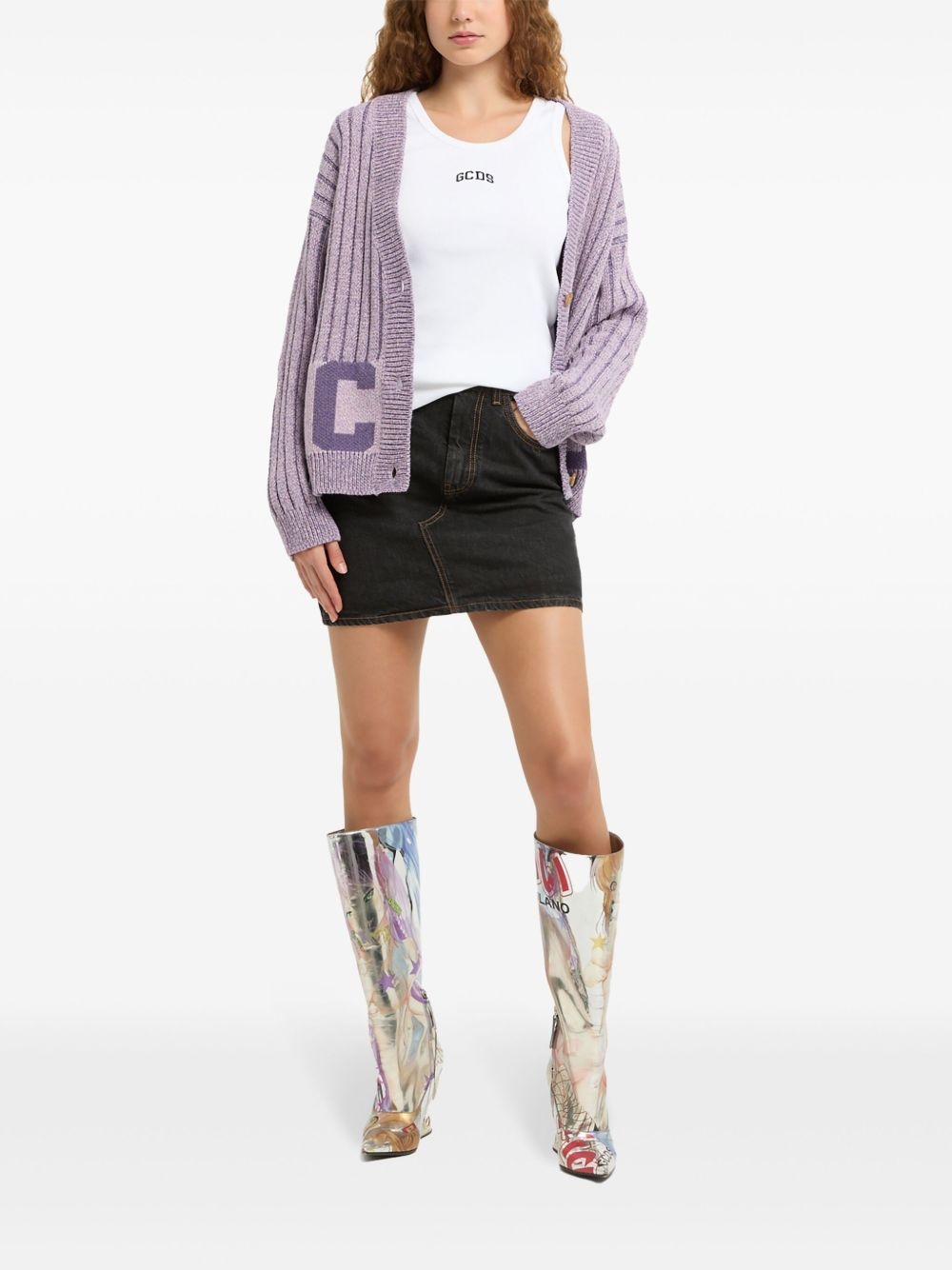 intarsia-knit logo cardigan - 2