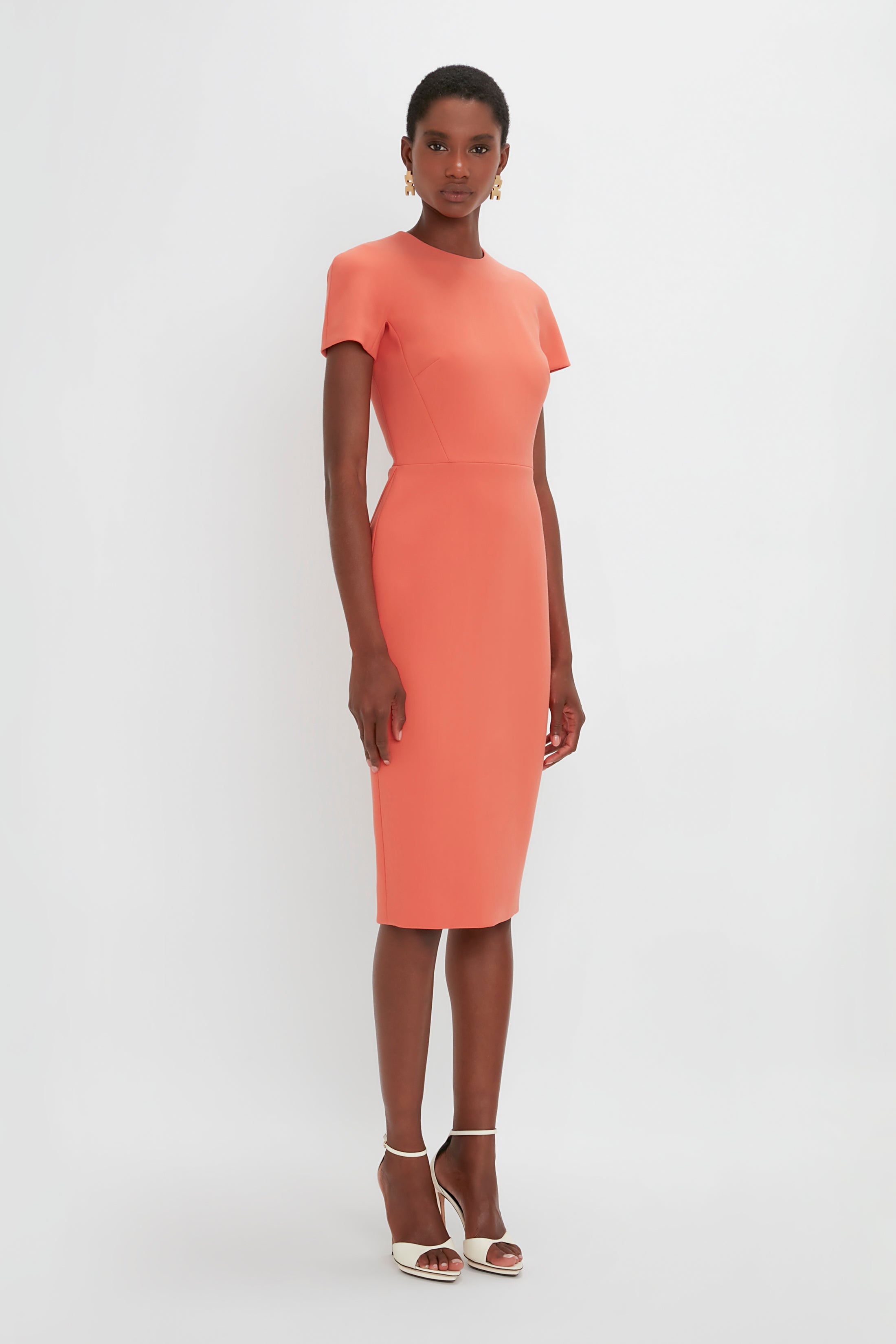 Fitted T-Shirt Dress In Papaya - 3