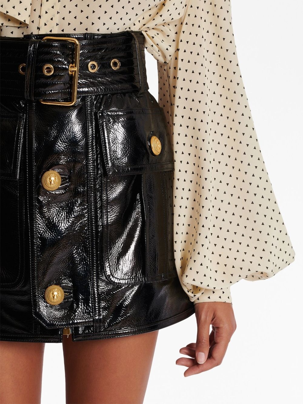belted leather miniskirt - 7