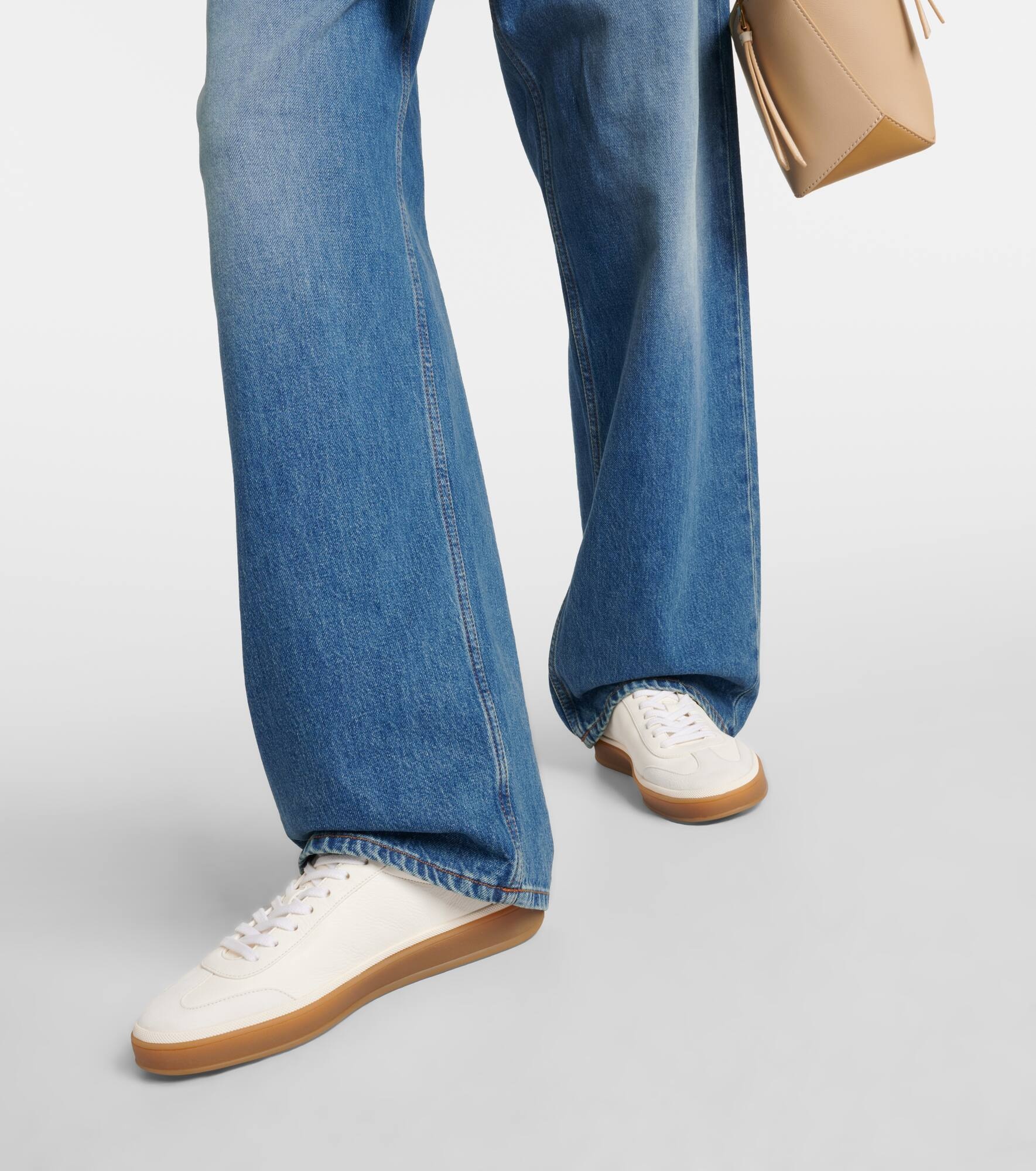Tennis Walk suede-trimmed leather sneakers - 3