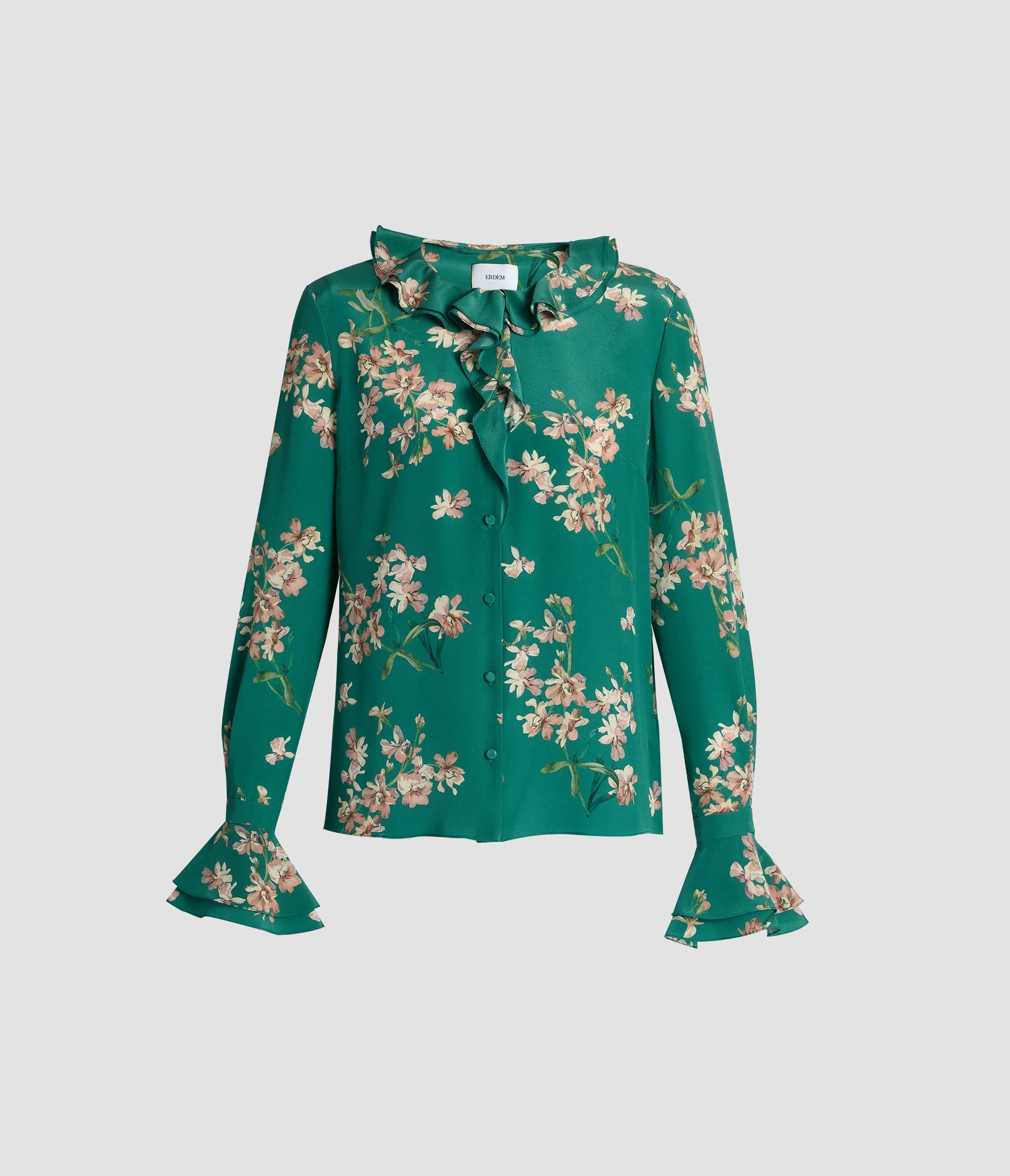 FLORAL CREPE DE CHINE LONG SLEEVE SHIRT - 1
