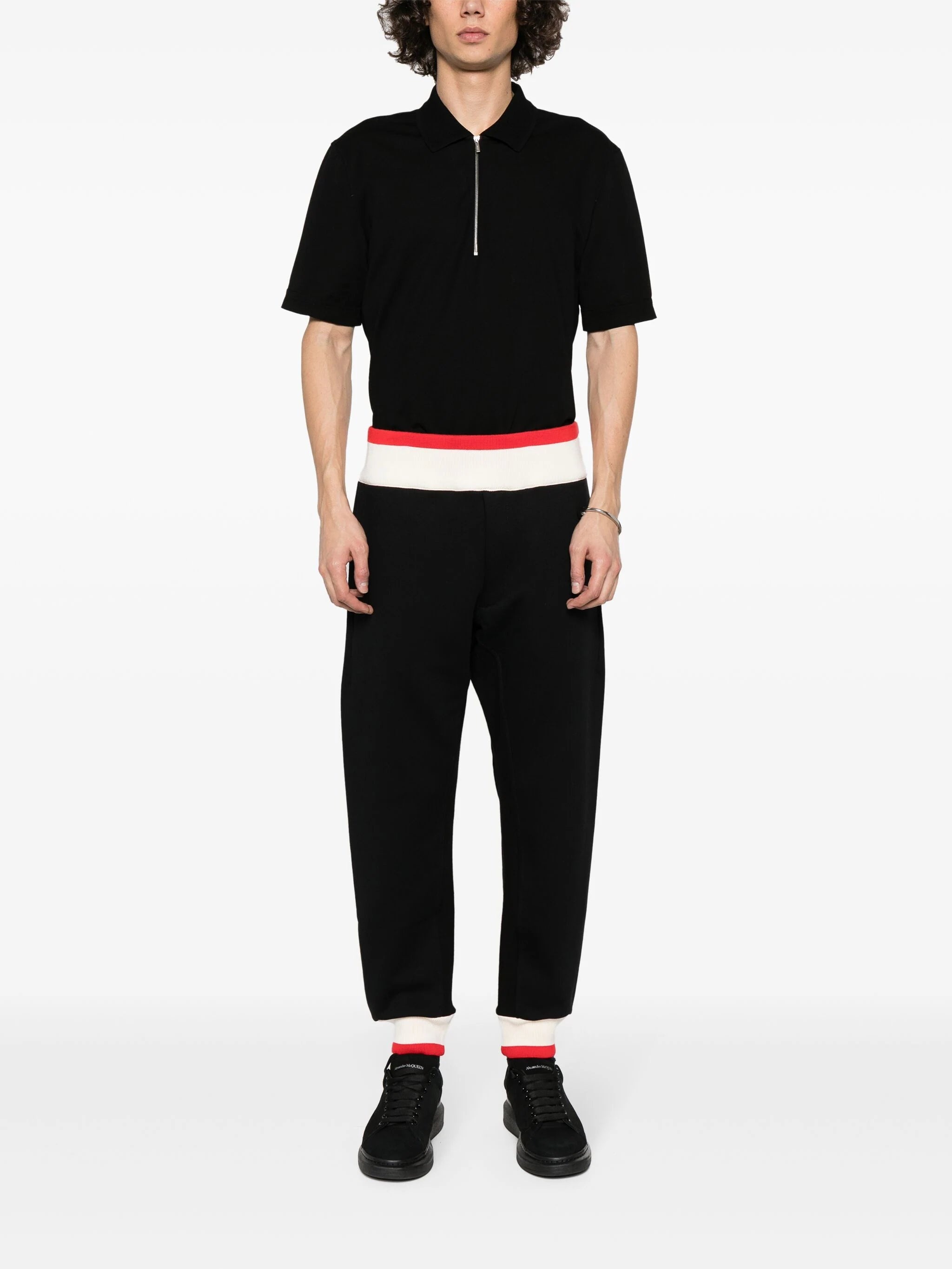 LOGO-PRINT STRAP COTTON TRACK PANTS - 2