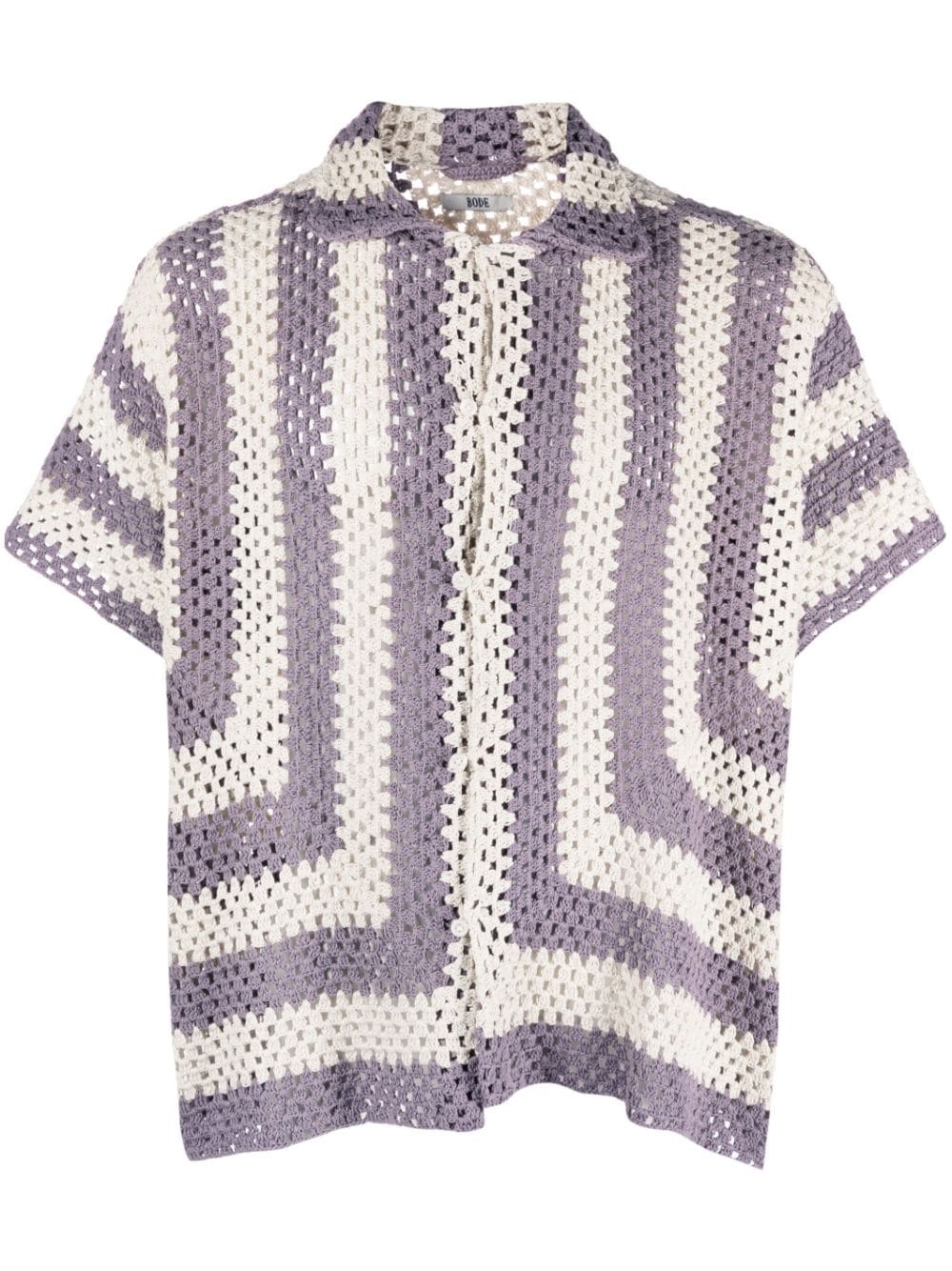 striped crochet-knit shirt - 1