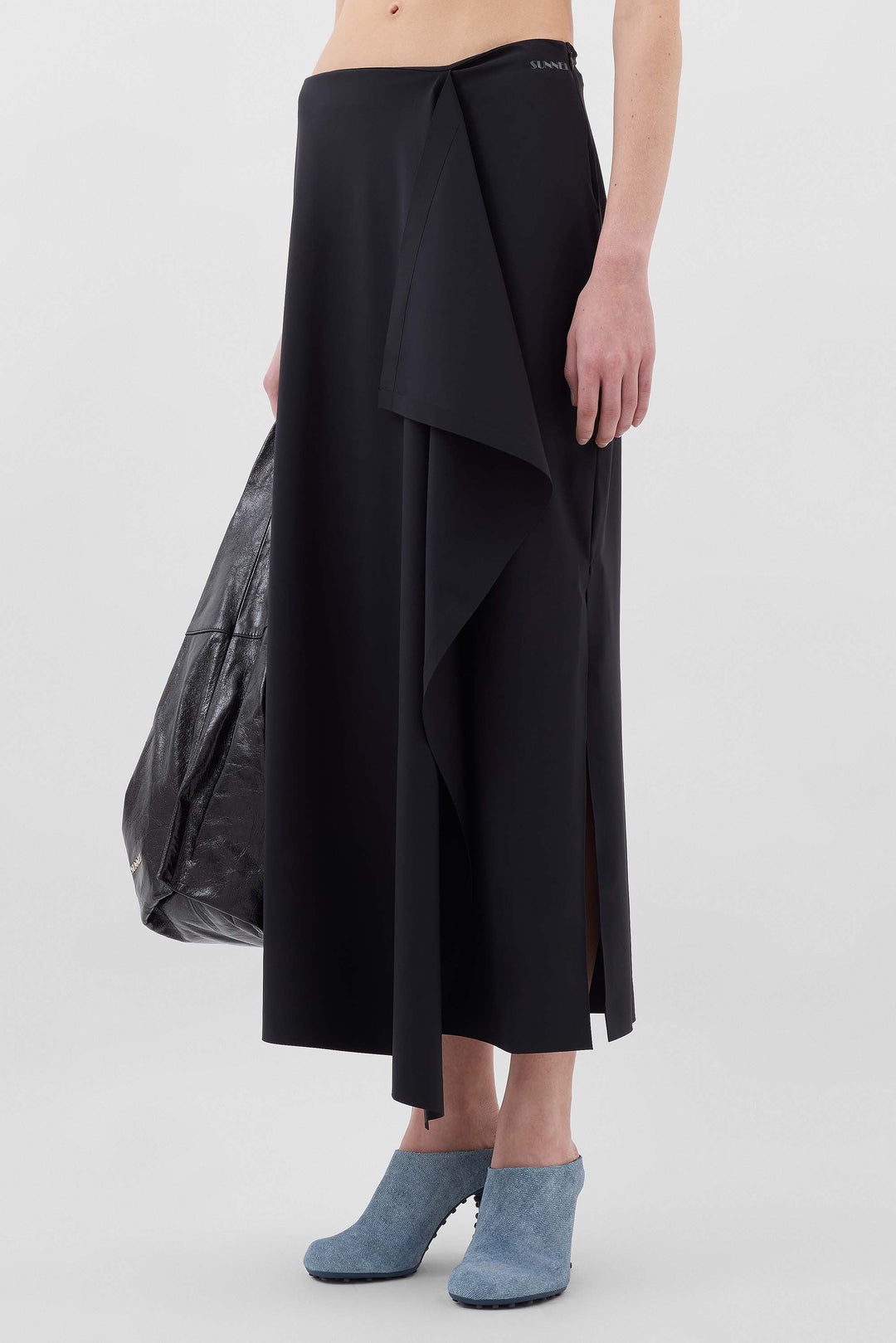 DRAPED TECH SKIRT / black - 2