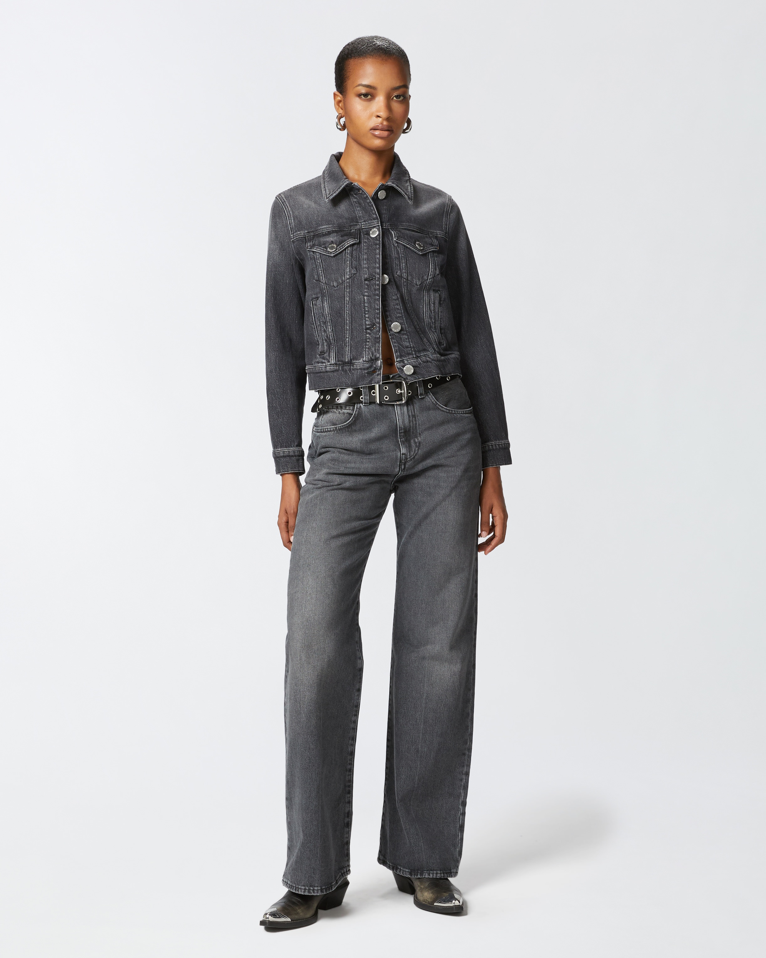 DARK GREY DENIM JACKET - 3