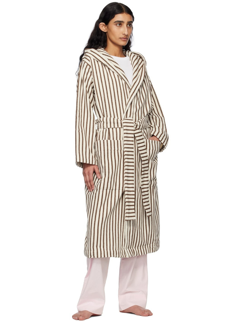 TEKLA Brown & Off-White Terry Hooded Bathrobe outlook