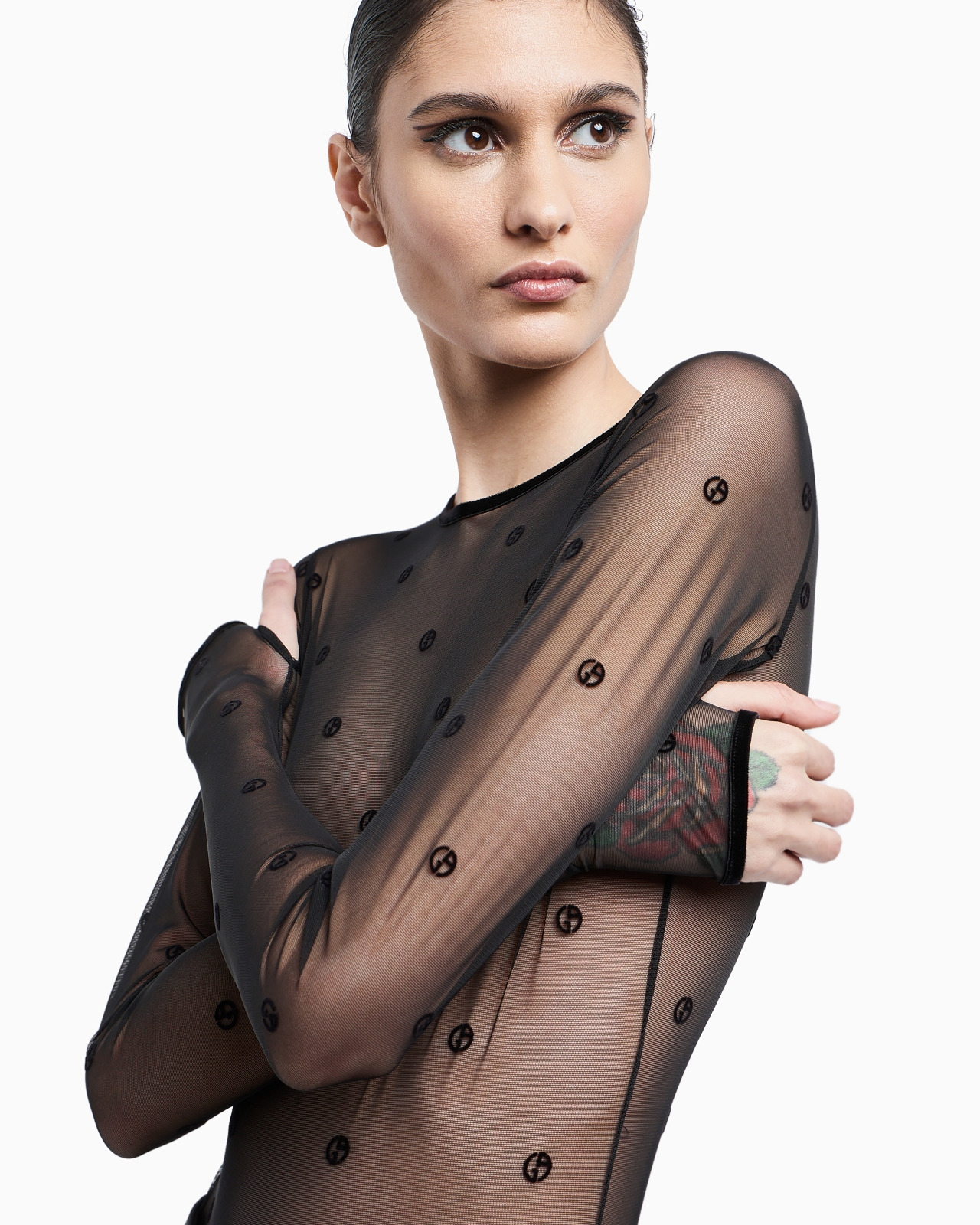 Long-sleeved bodysuit with all-over GA logo - 5