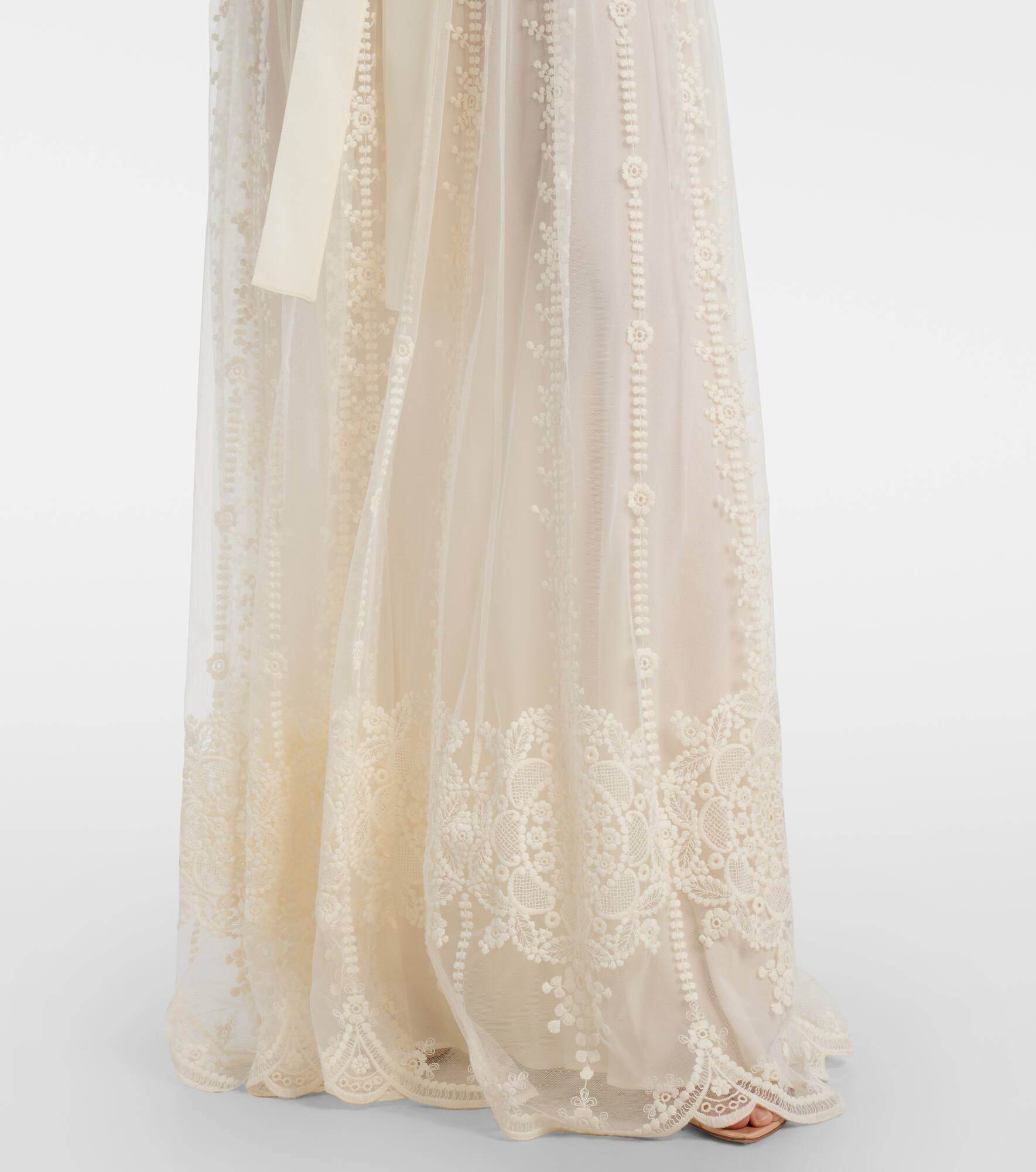 Embroidered tulle bustier gown - 5
