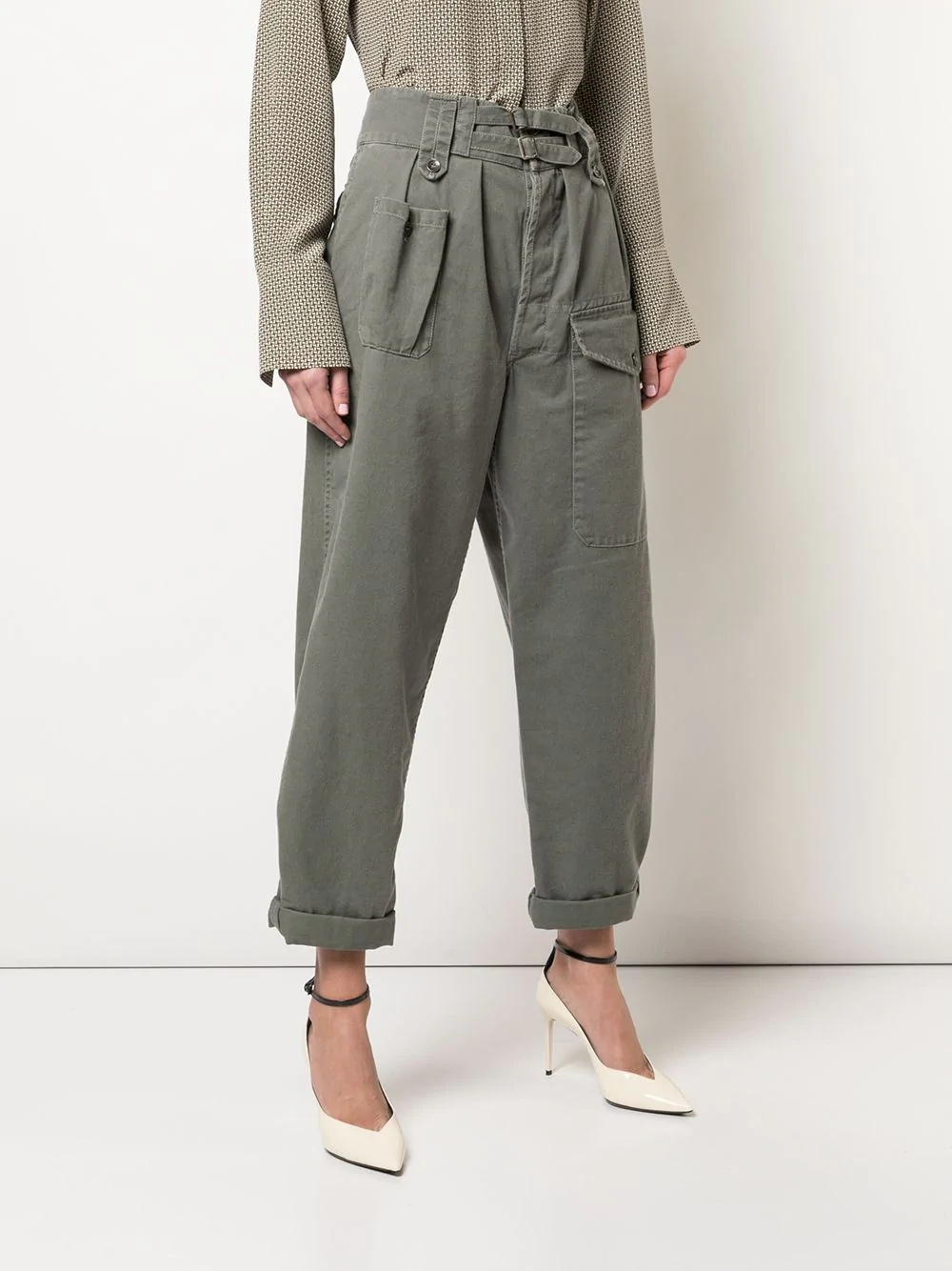 high-waisted cropped trousers - 3