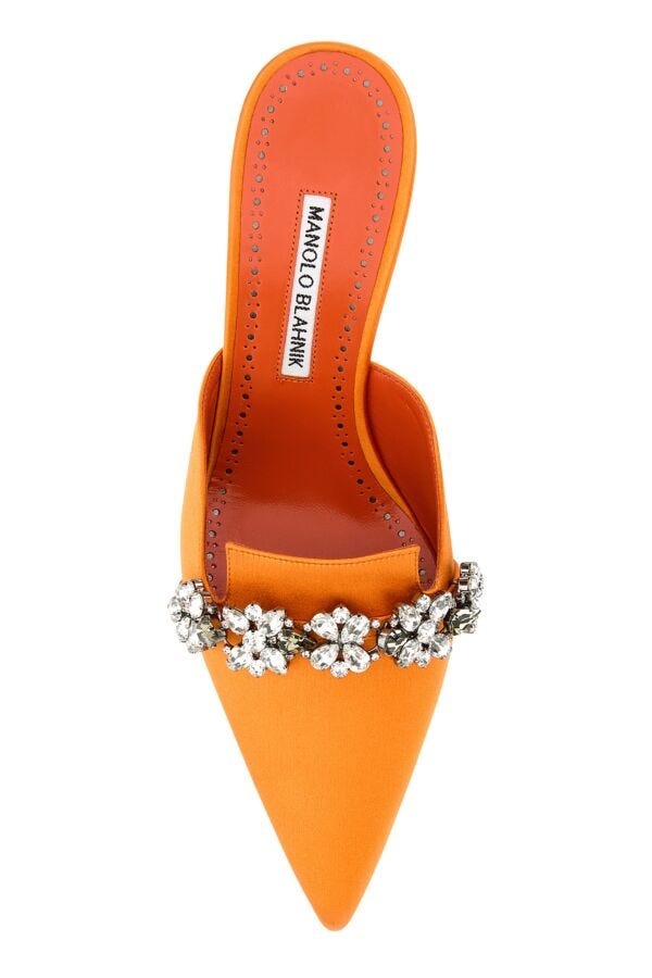 Orange satin Permu mules - 4