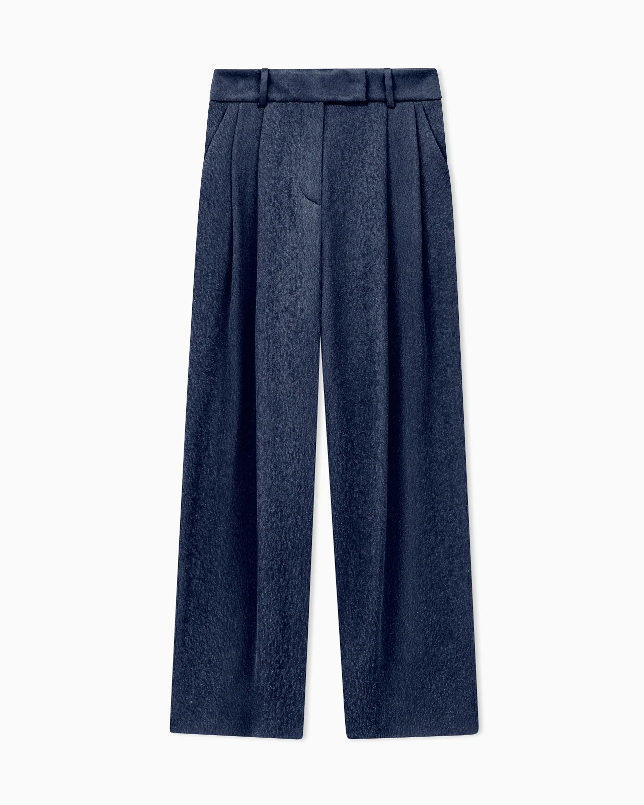 TROUSER WIDE LEG WITH TWO PLEATS IN HAMMERED SATIN - 1