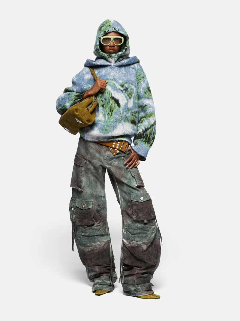 THE ATTICO ''FERN'' STAINED GREEN CAMOUFLAGE LONG PANTS outlook