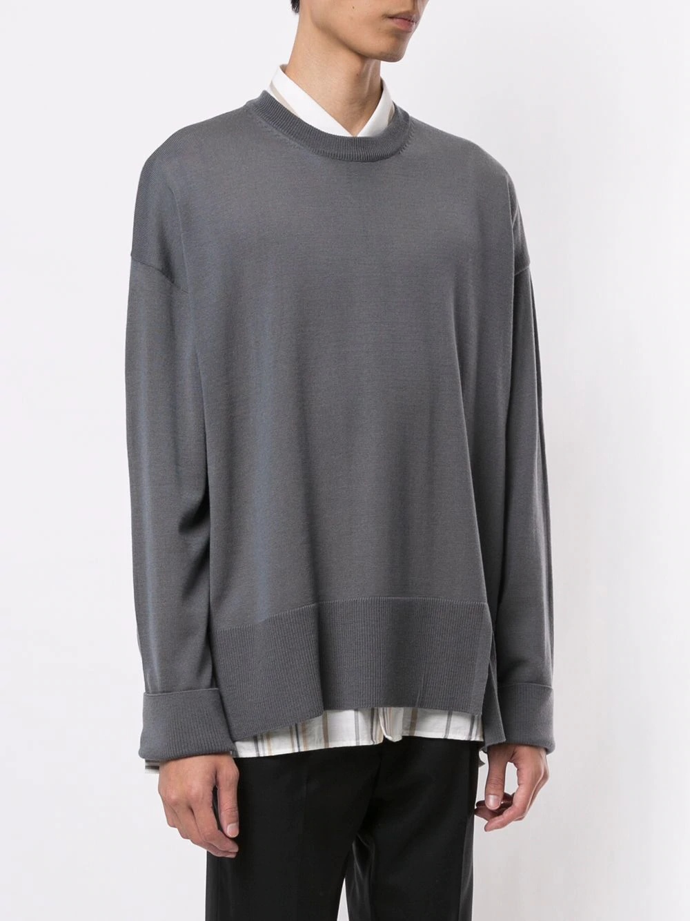 slit detail crew neck jumper - 3