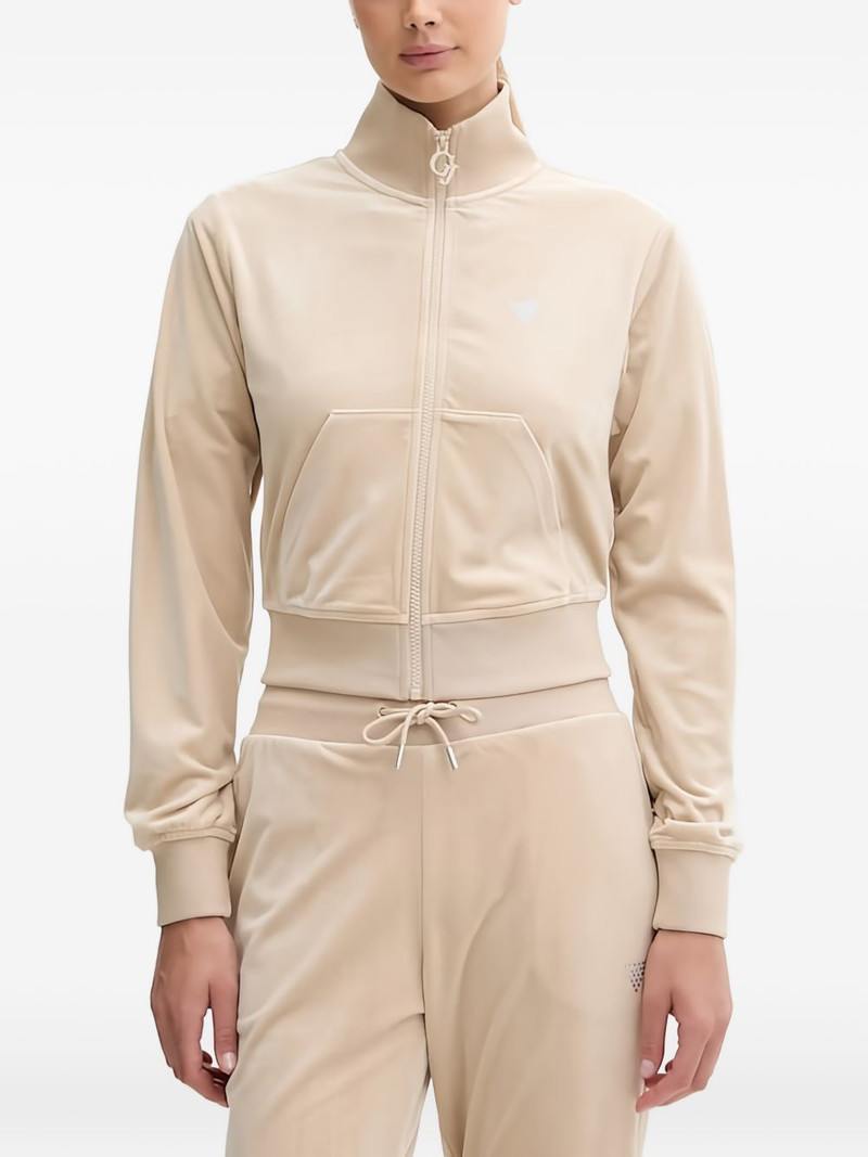 rhinestone-detail zip-up sweatshirt 1